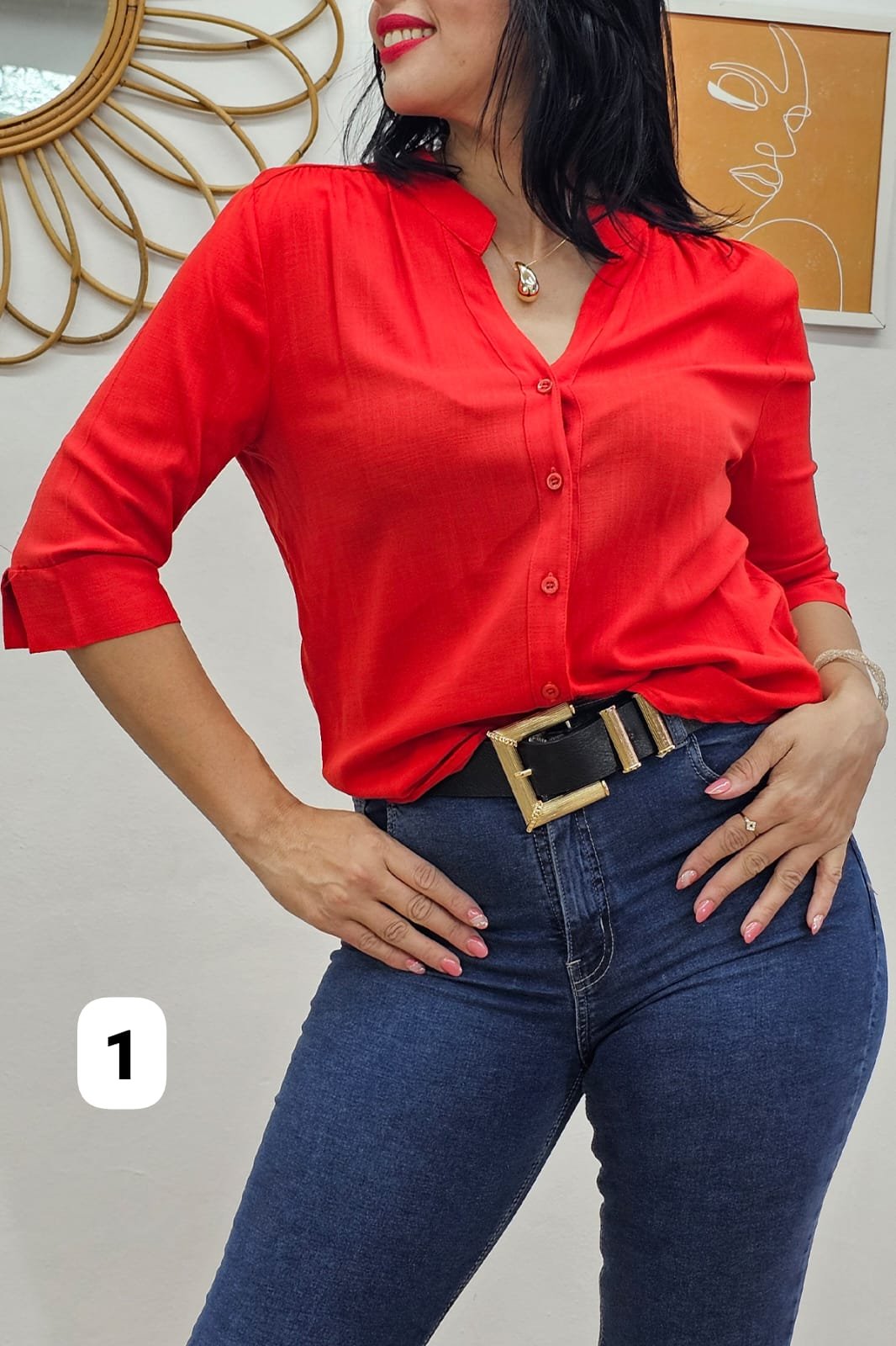 Camisa de lino cuello mao Vane