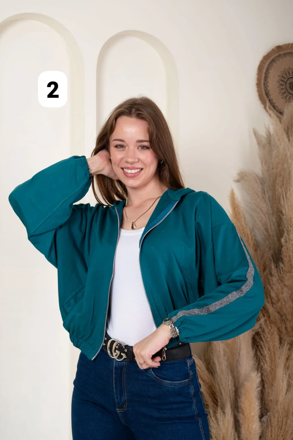 Campera de algodón frizada con brillos Aga