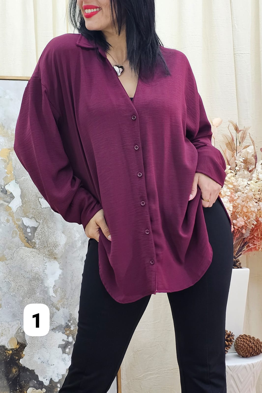 Camisa Oversize cuello V cey  Fedra