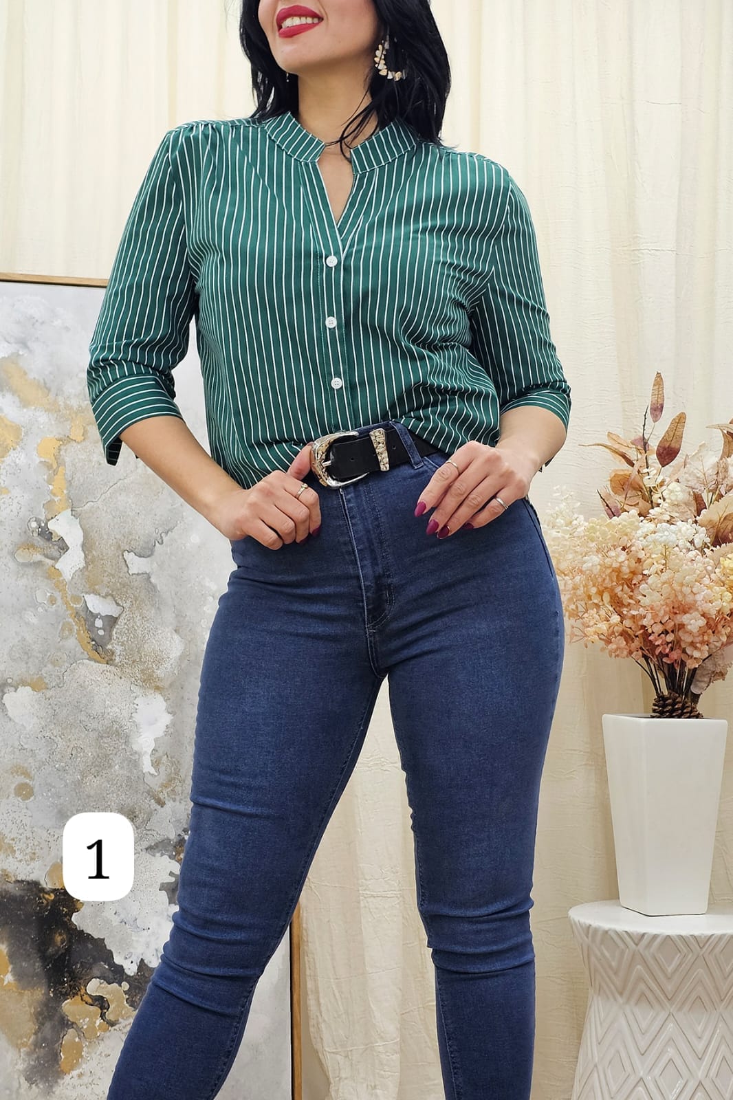 Camisa  cuello mao poplin rayado Vera  [PARTE 2]