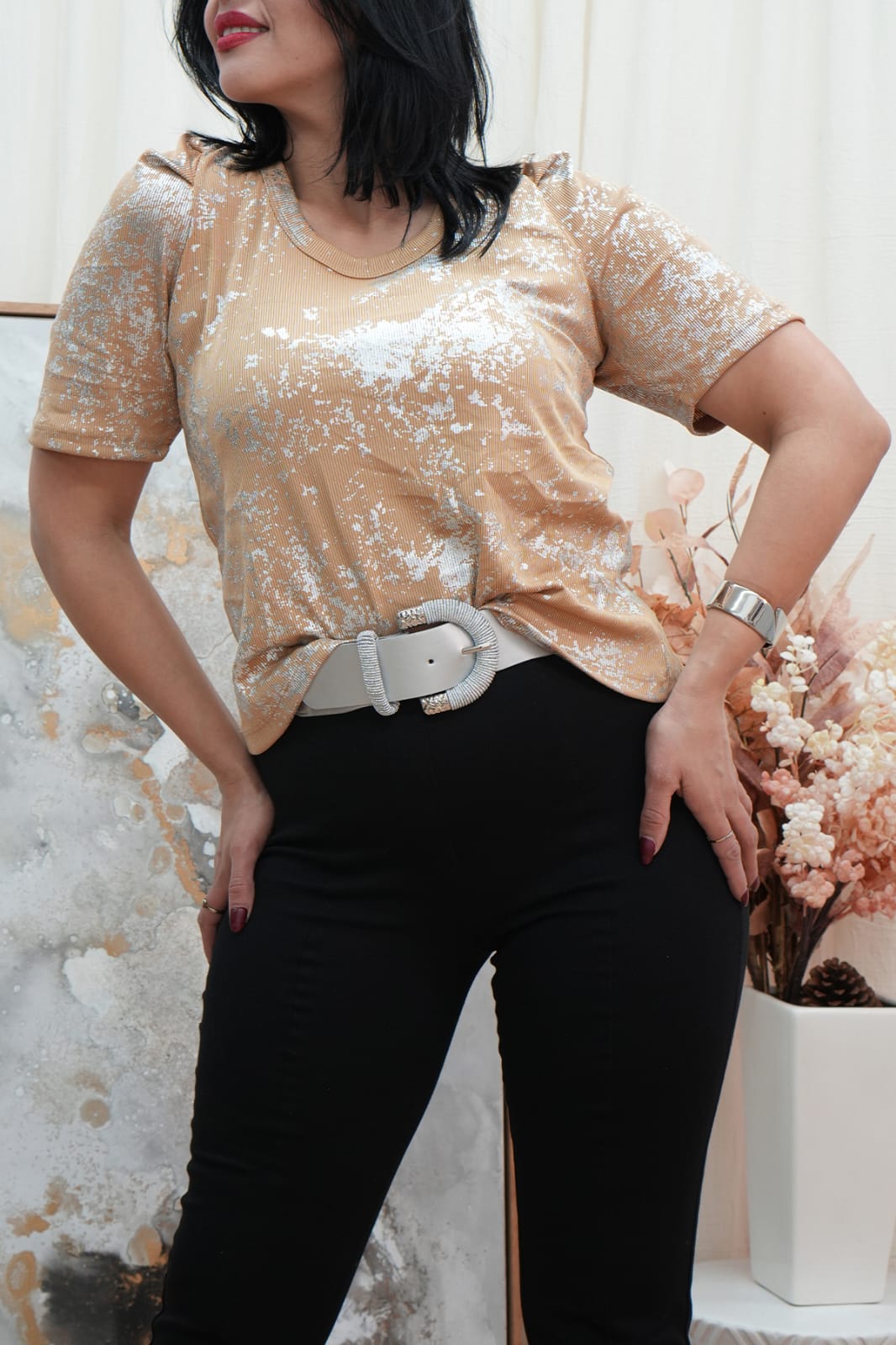 Remera morley plateado manga princesa