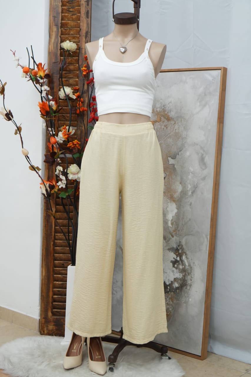 Pantalón de lino con elastico atrás  con bolsillo Grecia