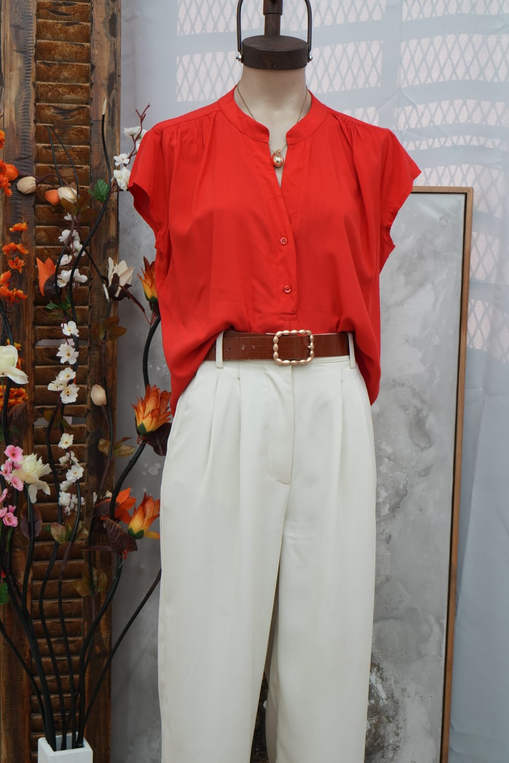Camisola cuello  mao de Fibrana manga corta