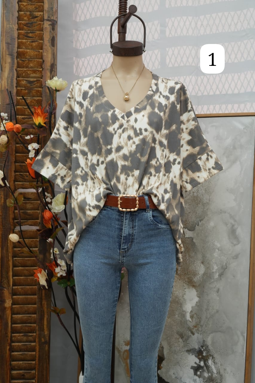 Remera morley  cuello V hombro caído con mangas