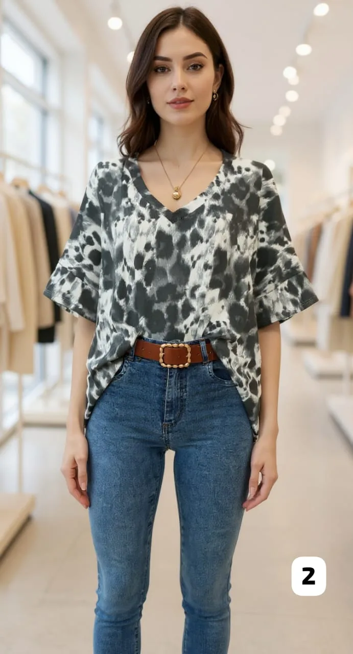 Remera morley  cuello V hombro caído con mangas