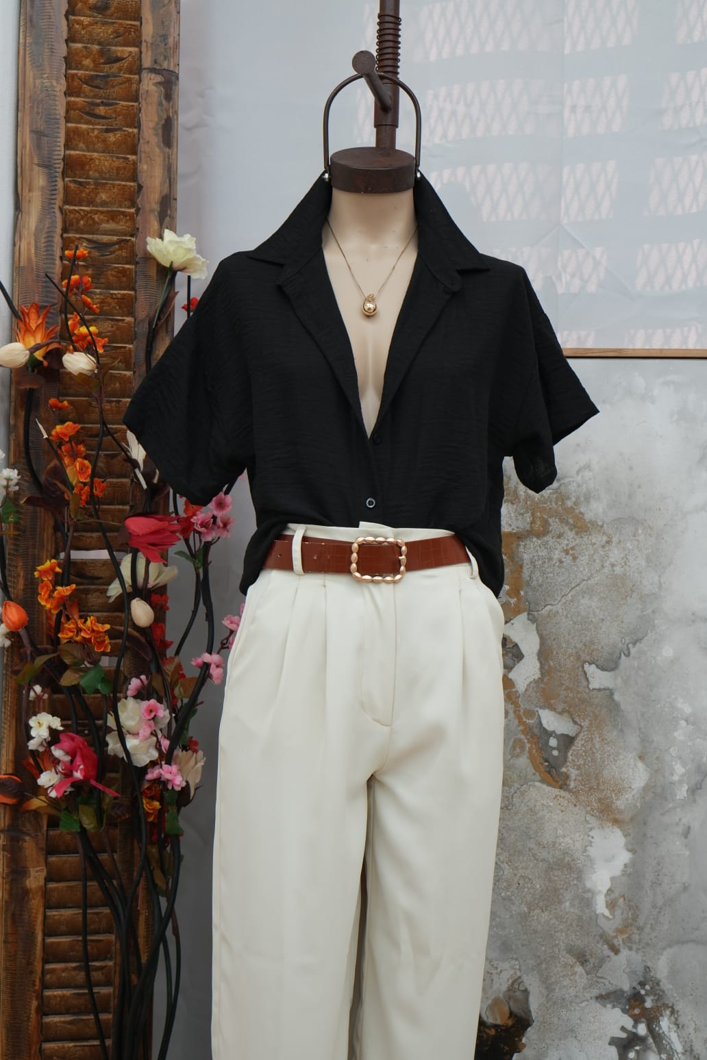 Camisa manga china de lino Loidy