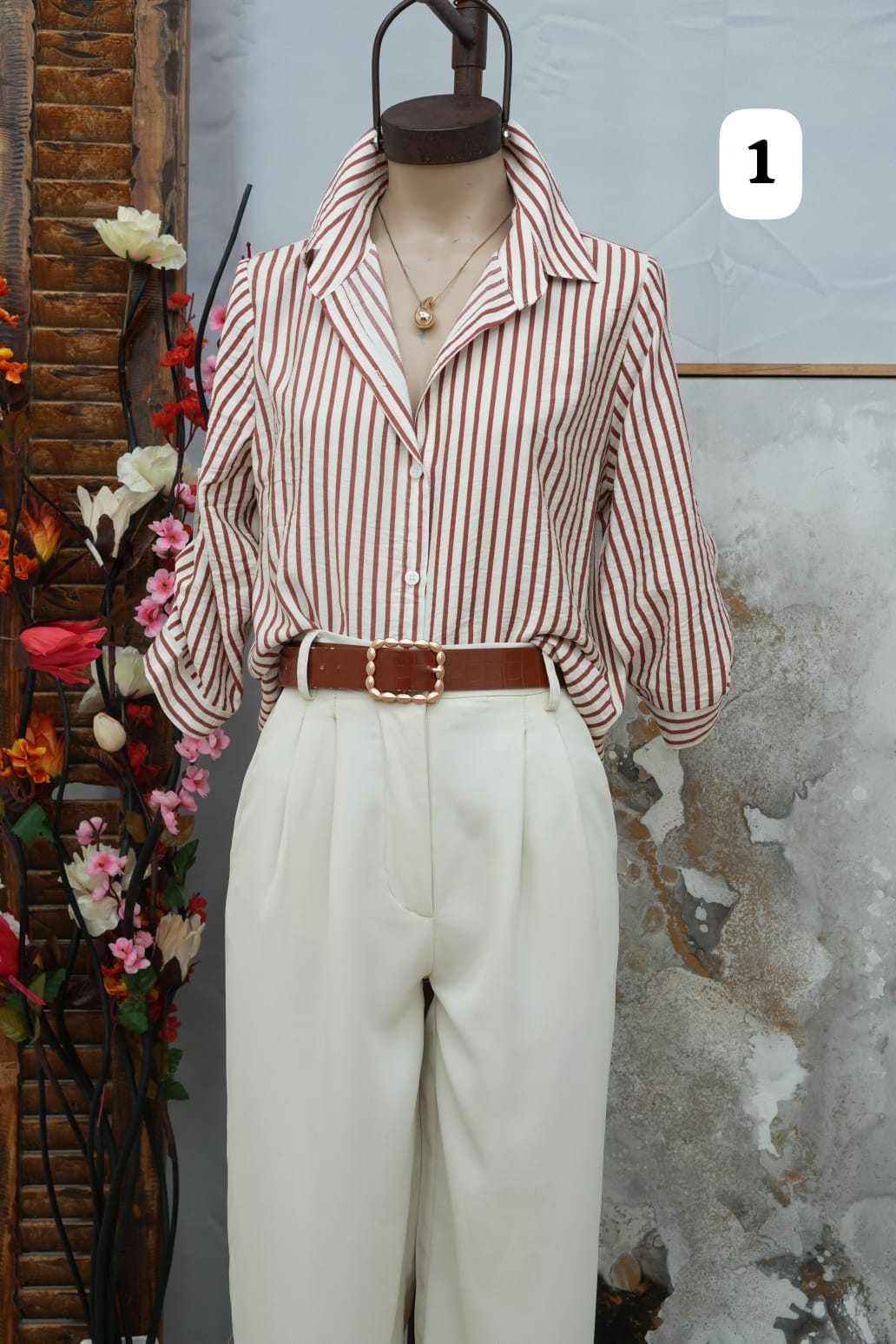 Camisa clasica emilia rayada 3/4 Betunia