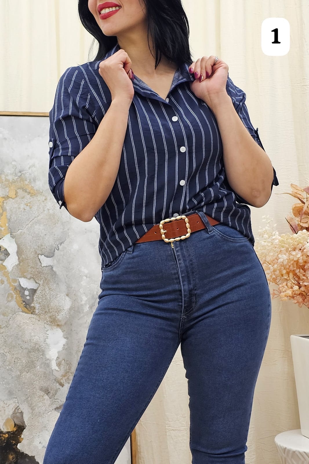 Camisa clasica emilia rayada 3/4 Betunia