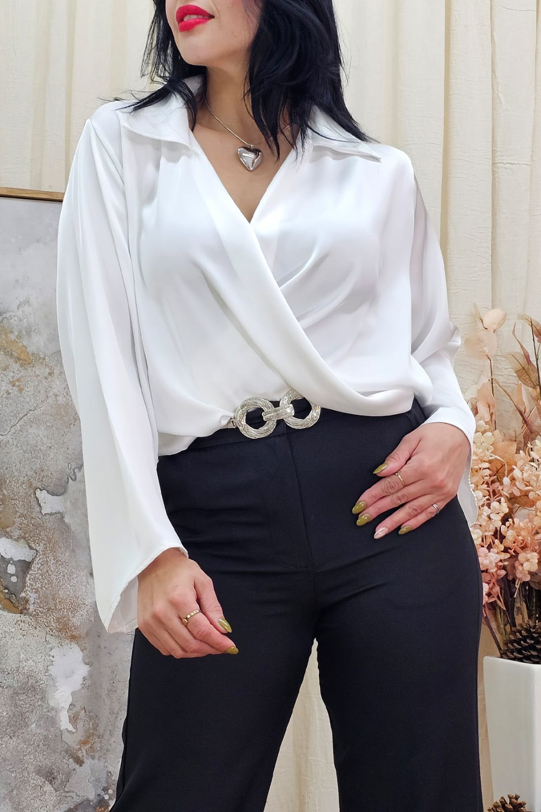 Blusa Cruzada de saten Lula