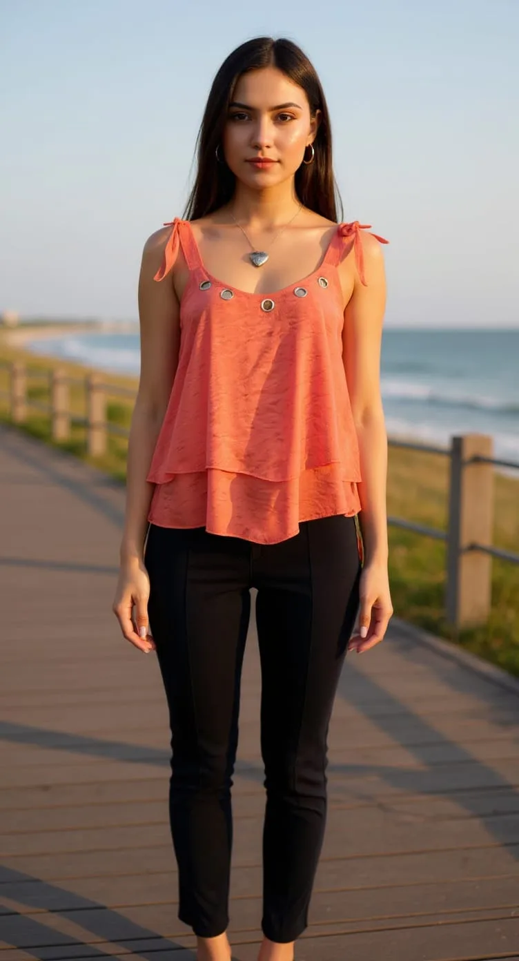 Musculosa emilia con lazo y arandelas felicia