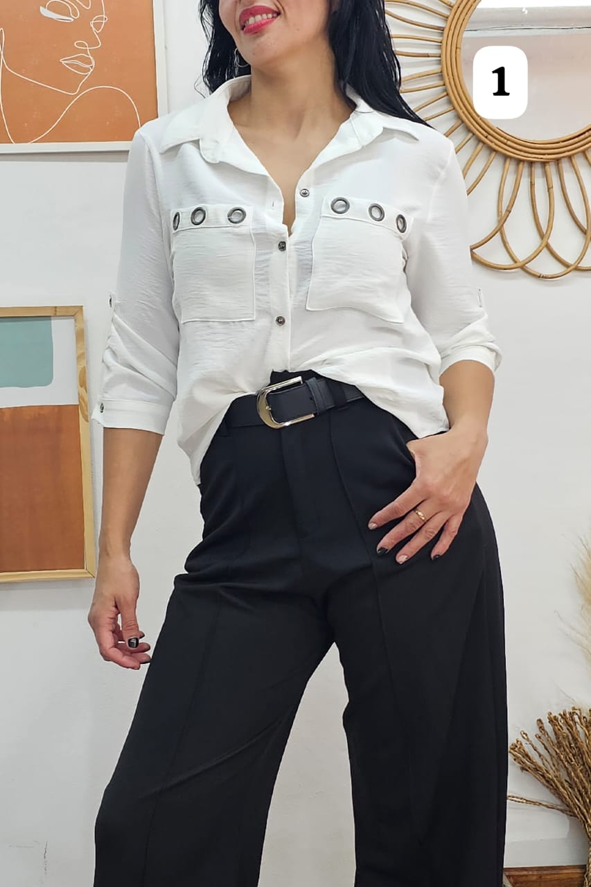 Camisa cey con Arandelas manga  3/4
