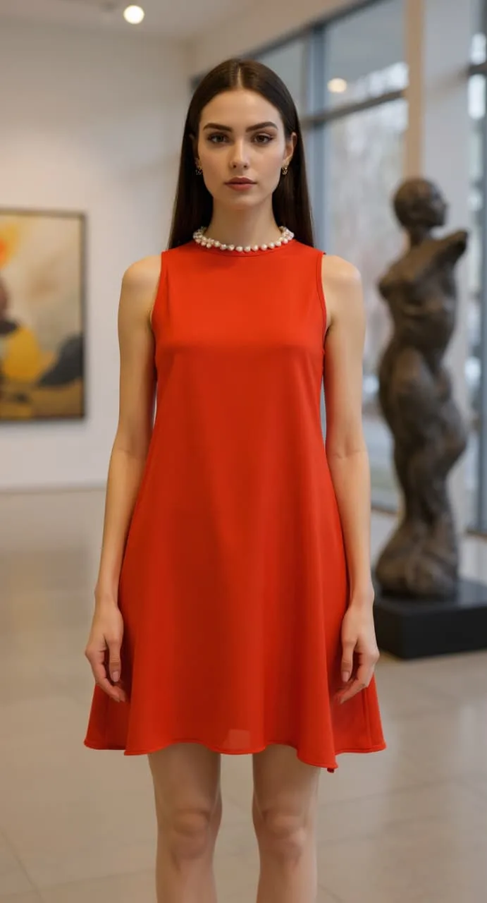 Vestido musculosa de crep liso con lazo atrás Nanomy