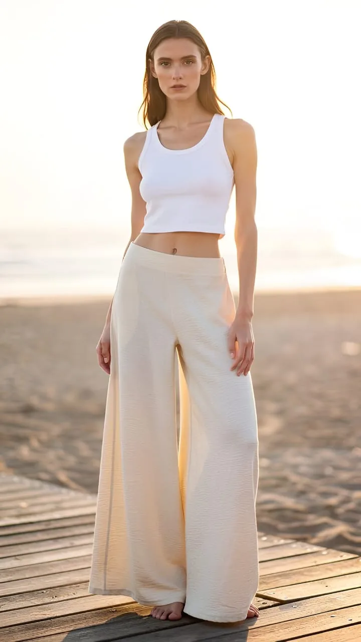 Maxi Palazo cintura elastico atras de cey liso natacha