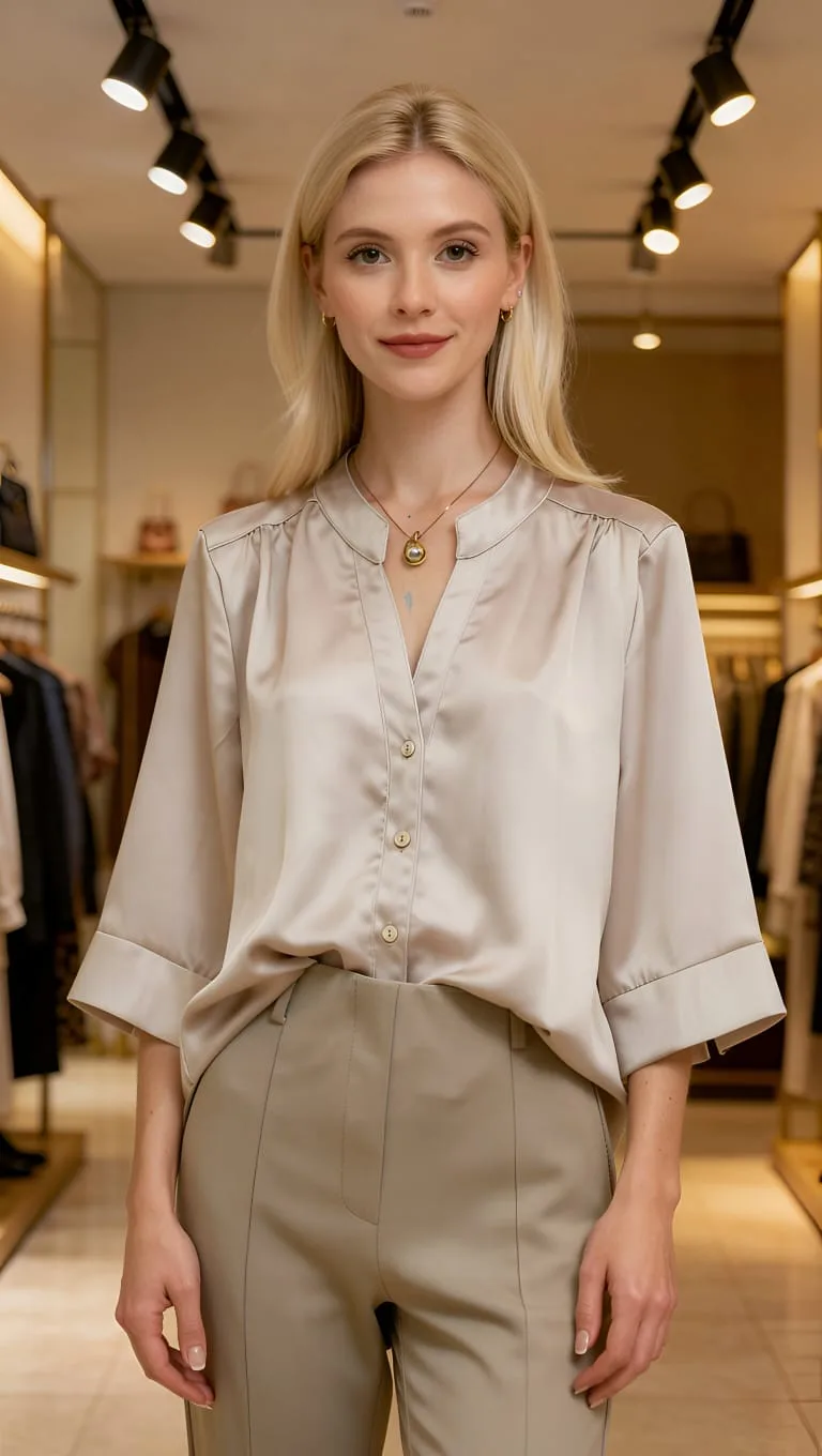 Camisa cuello mao saten Premium liso Valky