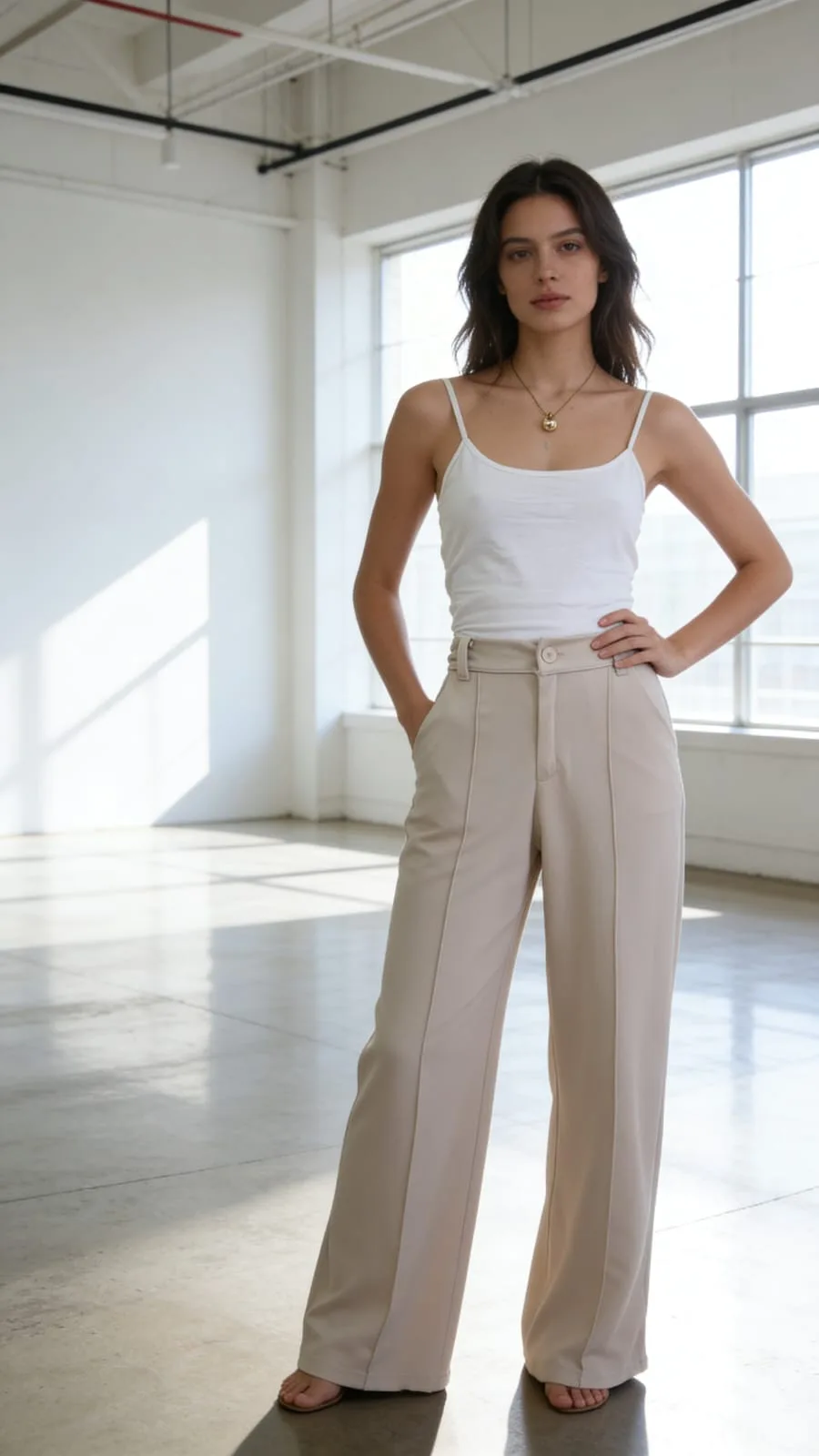 Pantalón sastrero con botón de crep 2 pinzas Lena