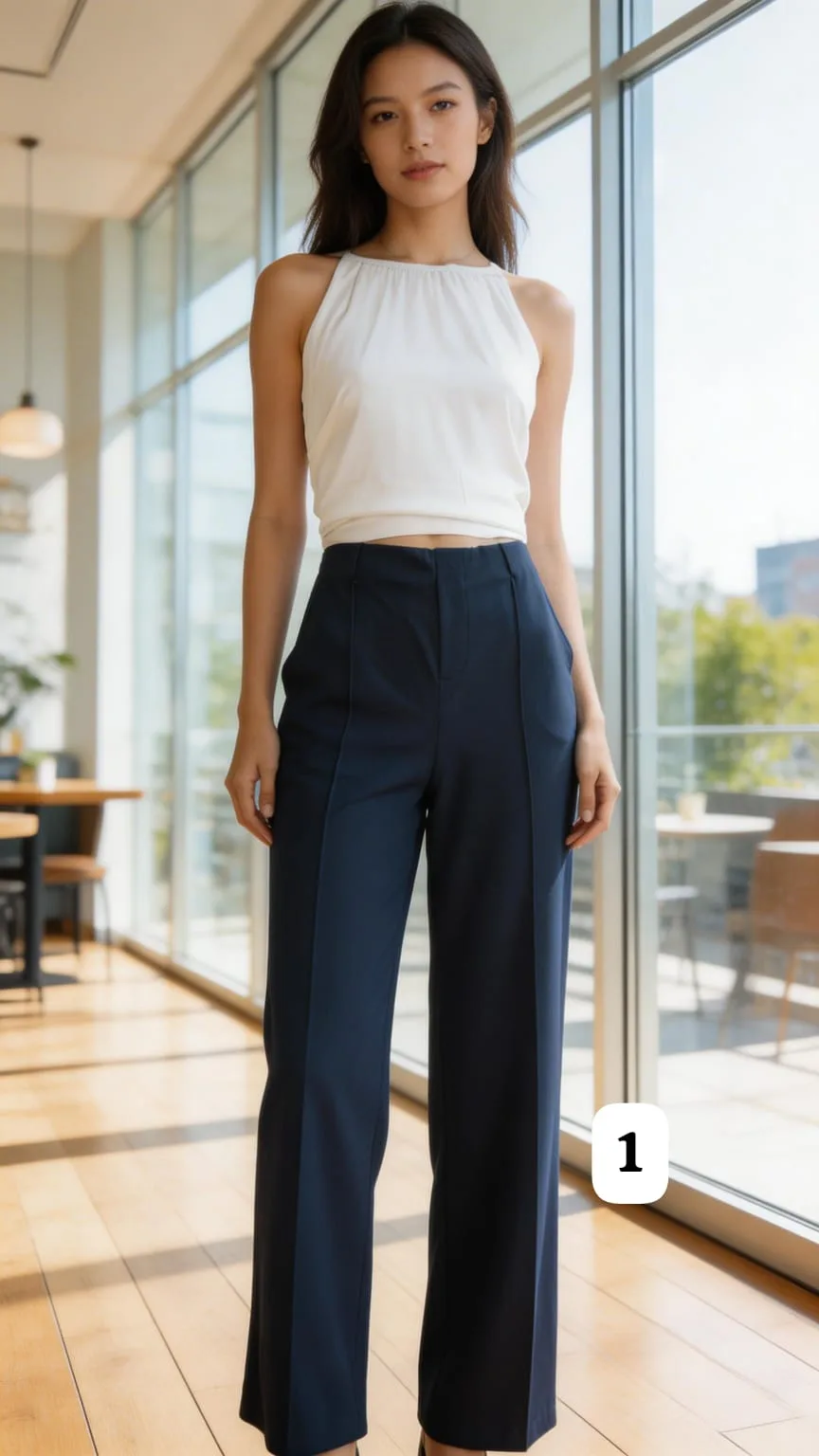 Pantalón de crep con elastico 2 pinzas y bolsillo