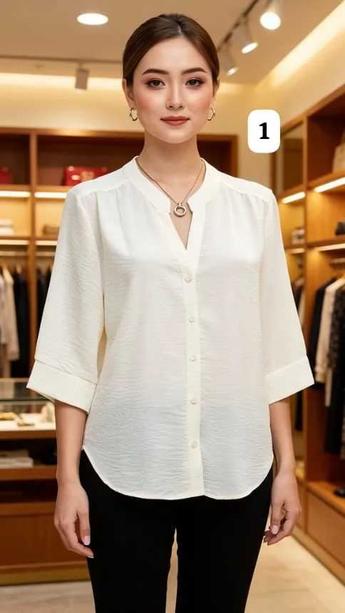 Camisa cey cuello mao 3/4 alba