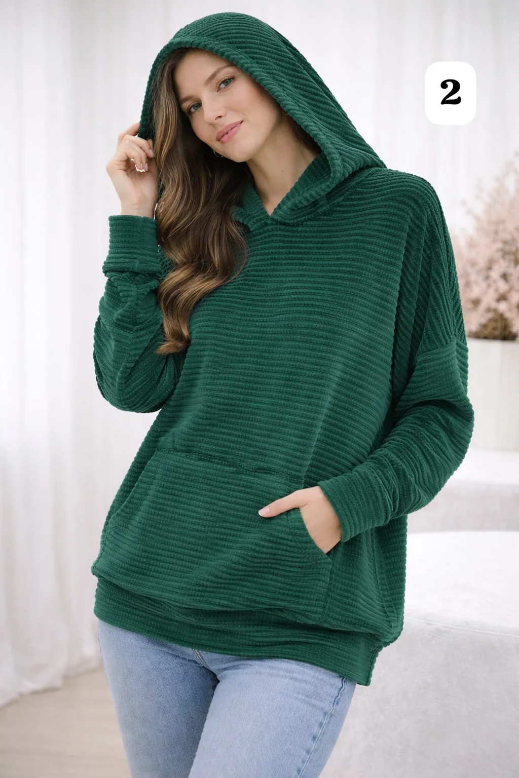 Alternative view of Maxi buzo con capucha y bolsillo tipo Waffle Jimena