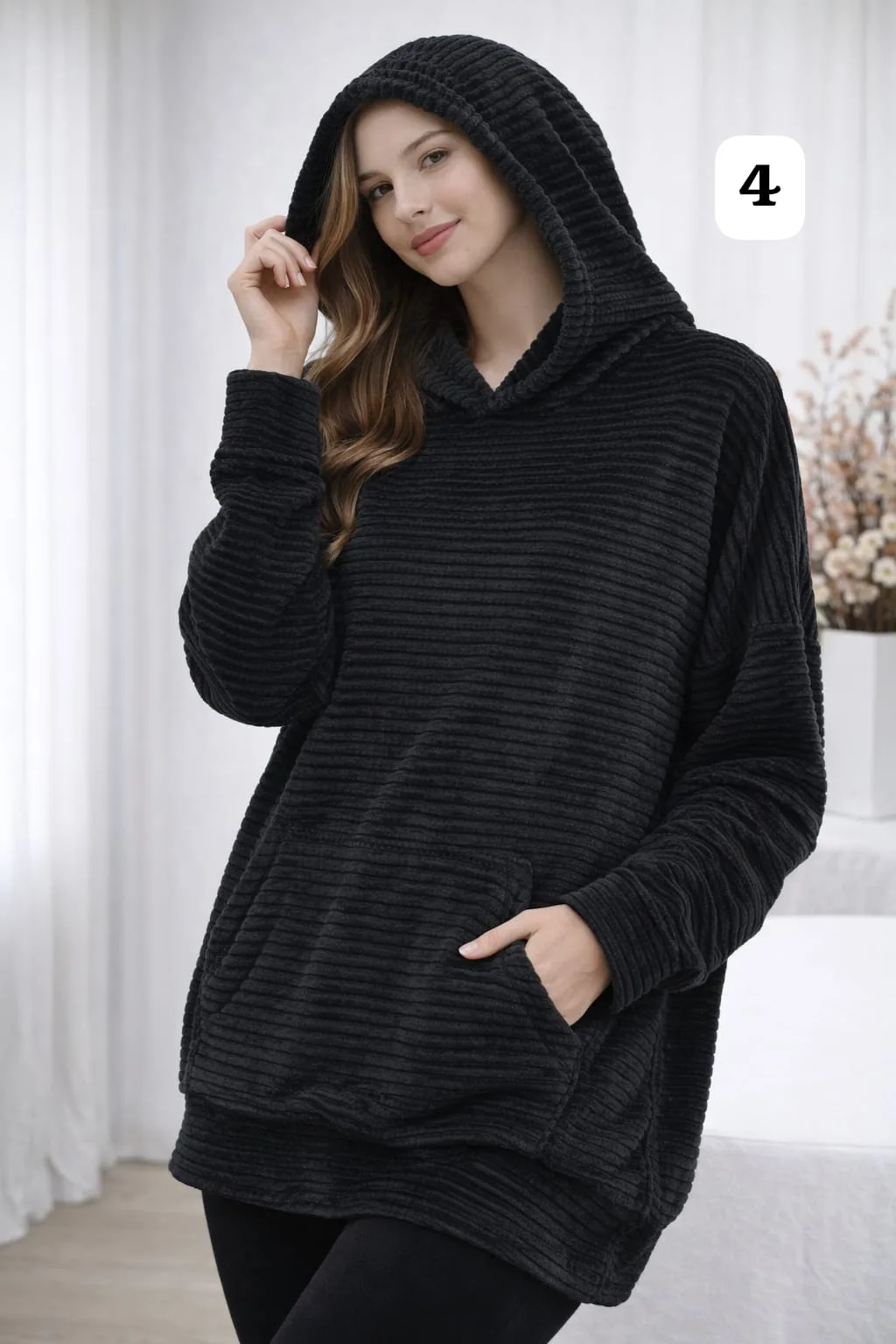 Maxi buzo con capucha y bolsillo tipo Waffle Jimena - Imagen 4
