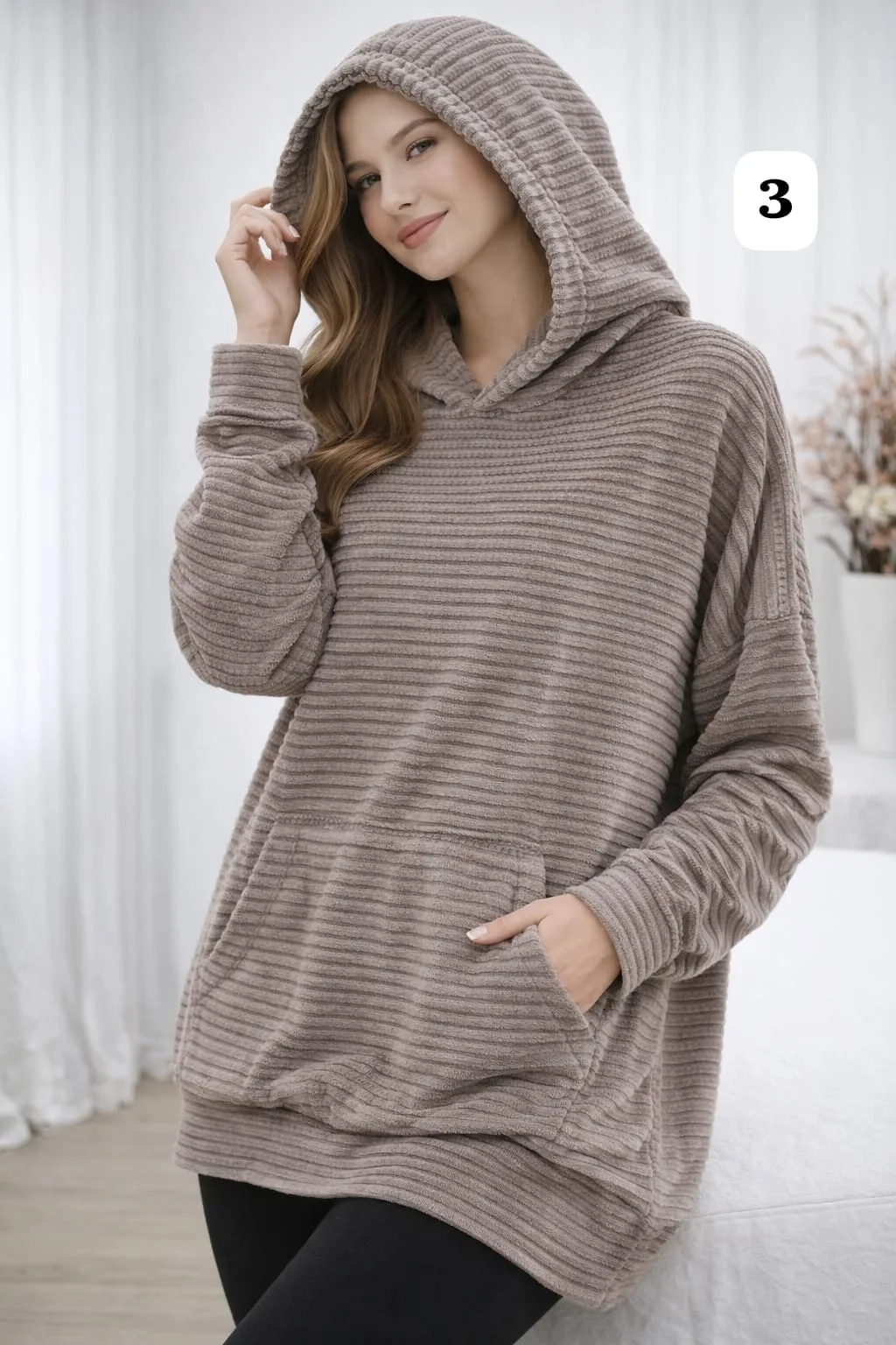 Maxi buzo con capucha y bolsillo tipo Waffle Jimena - Imagen 3