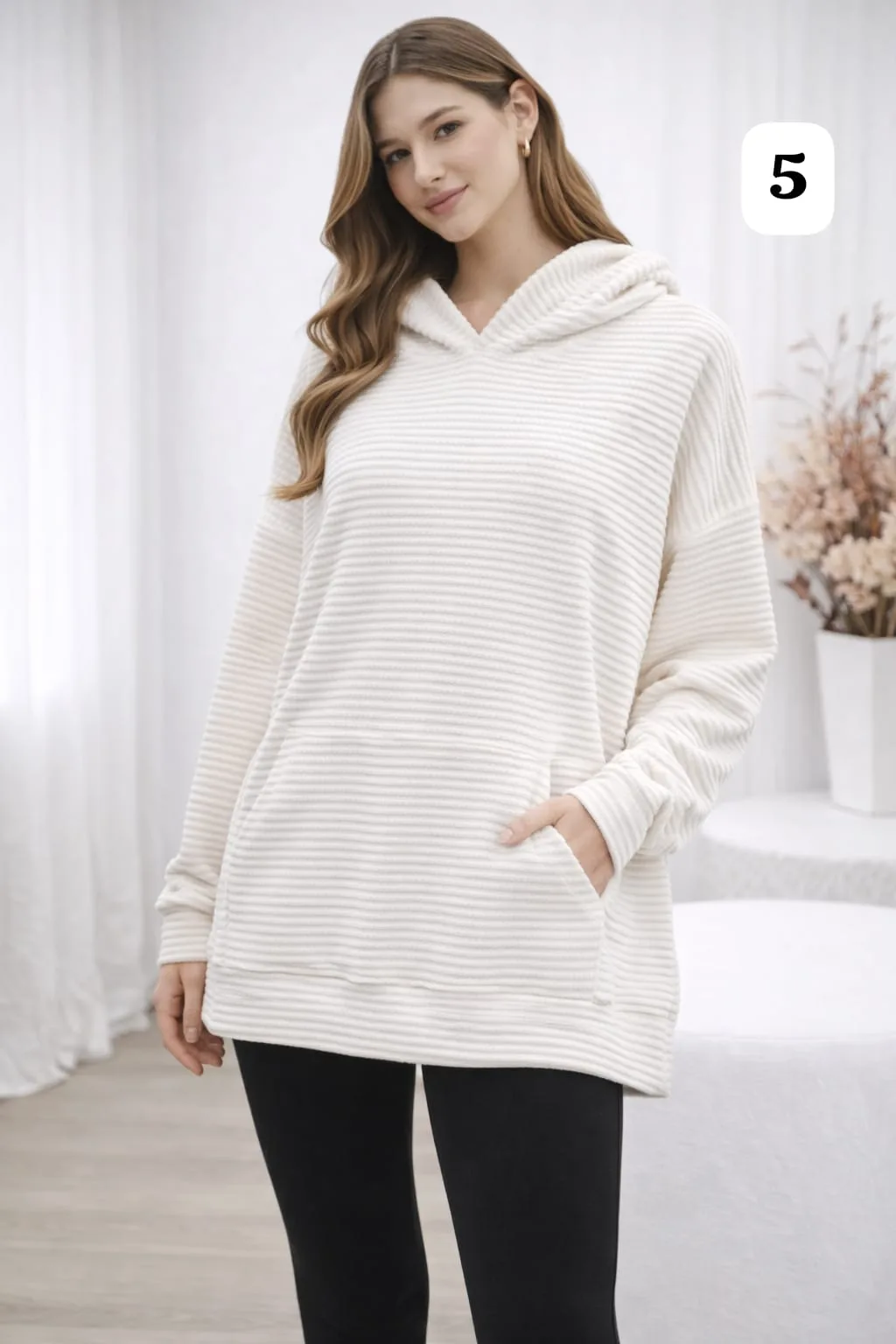 Maxi buzo con capucha y bolsillo tipo Waffle Jimena - Imagen 5