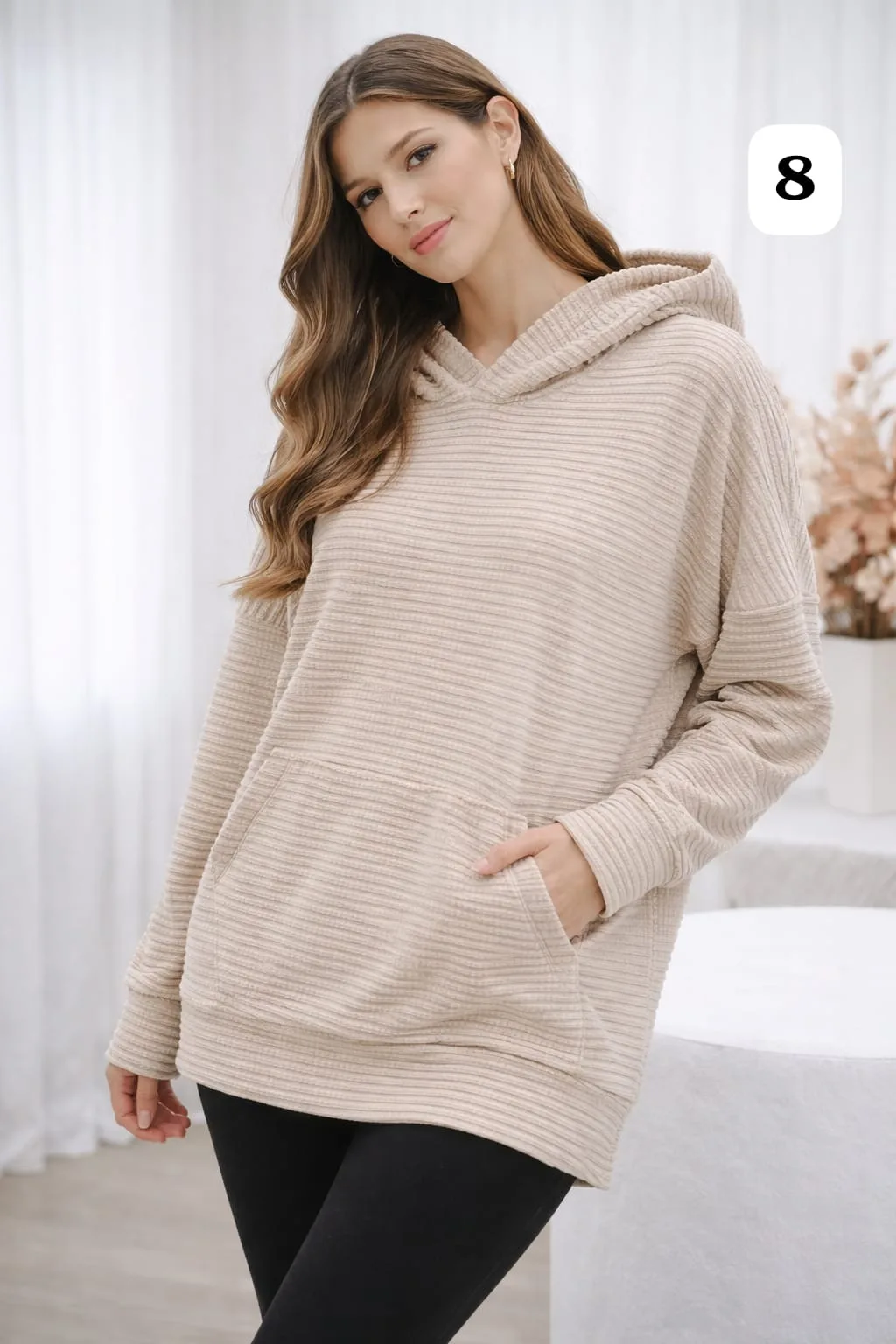 Maxi buzo con capucha y bolsillo tipo Waffle Jimena - Imagen 8