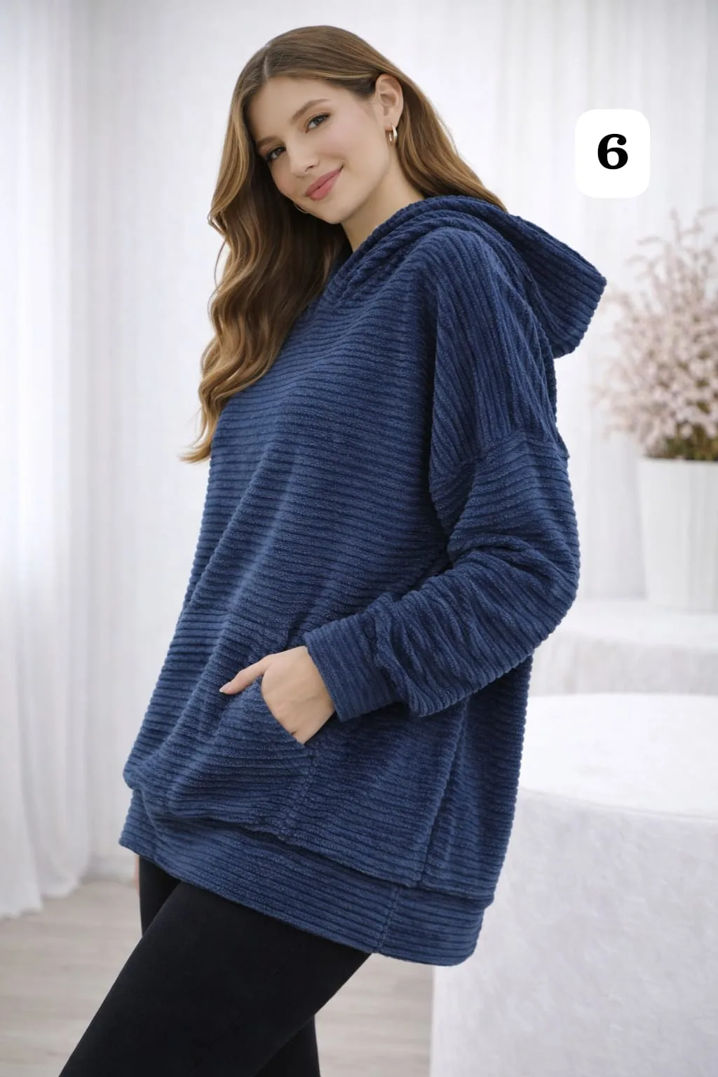 Maxi buzo con capucha y bolsillo tipo Waffle Jimena - Imagen 6