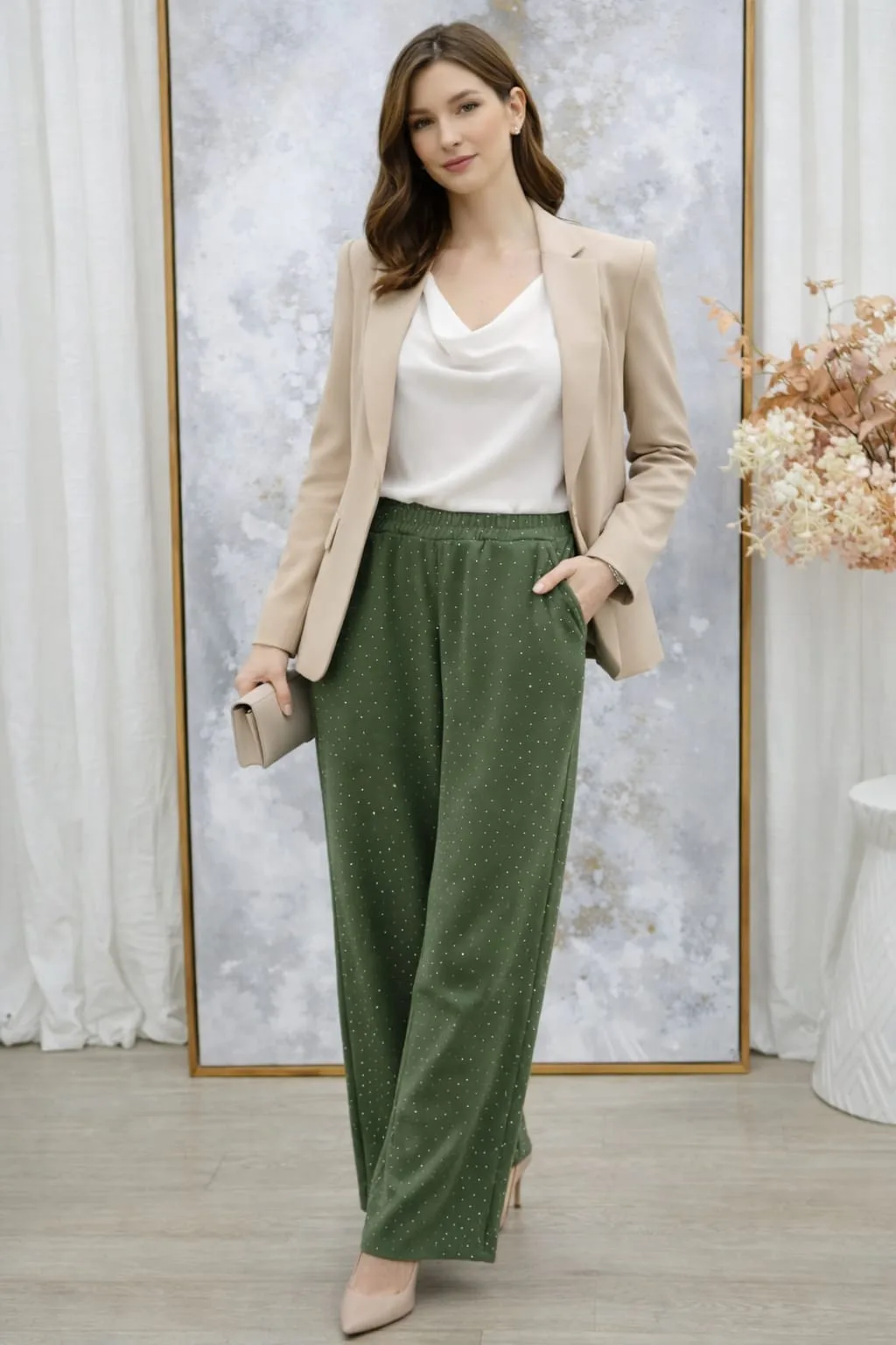 Alternative view of Pantalón de Darlon liso con strass Diva