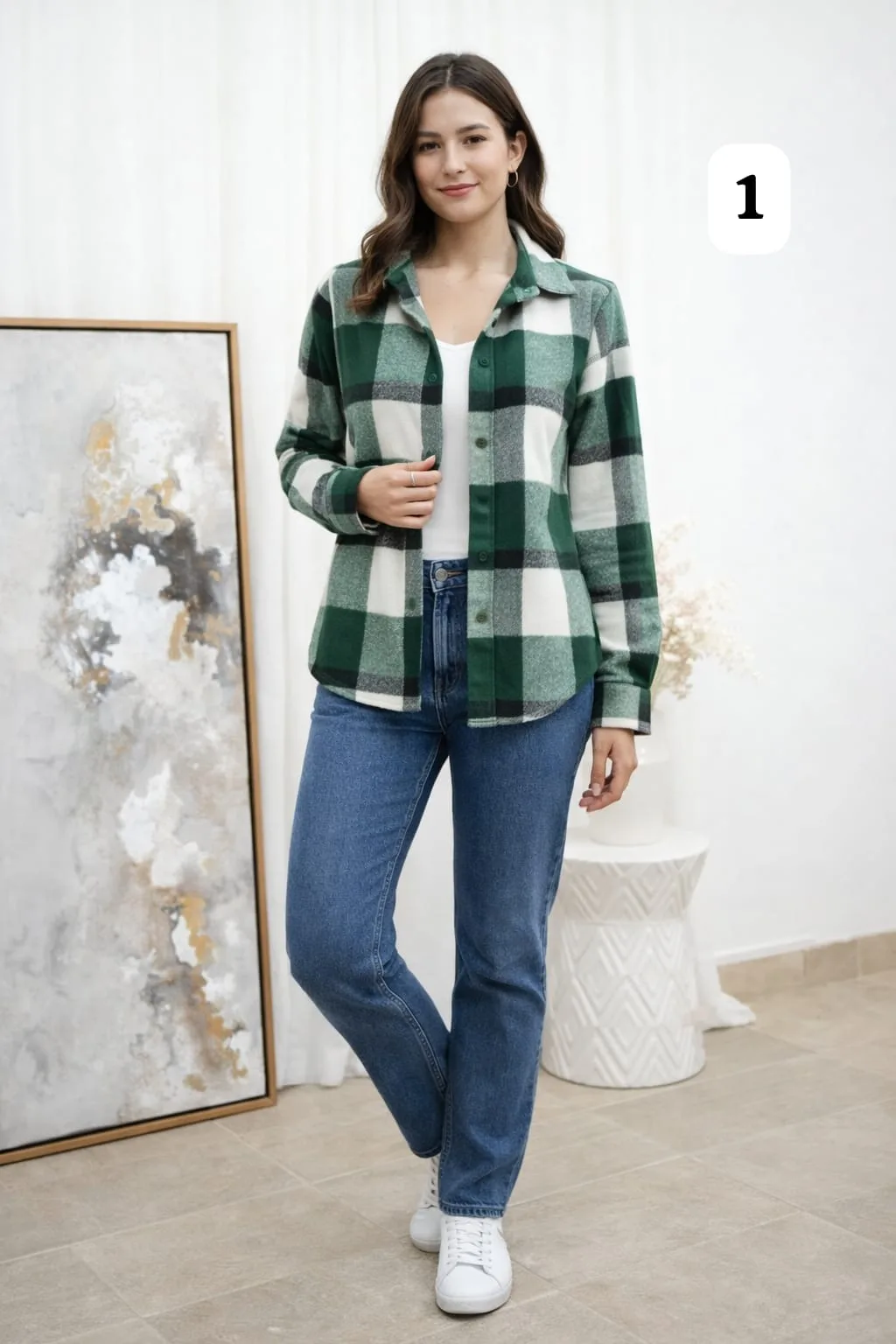 Camisa clásica manga larga sin bolsillo de paño cuadrille monique (PARTE2)