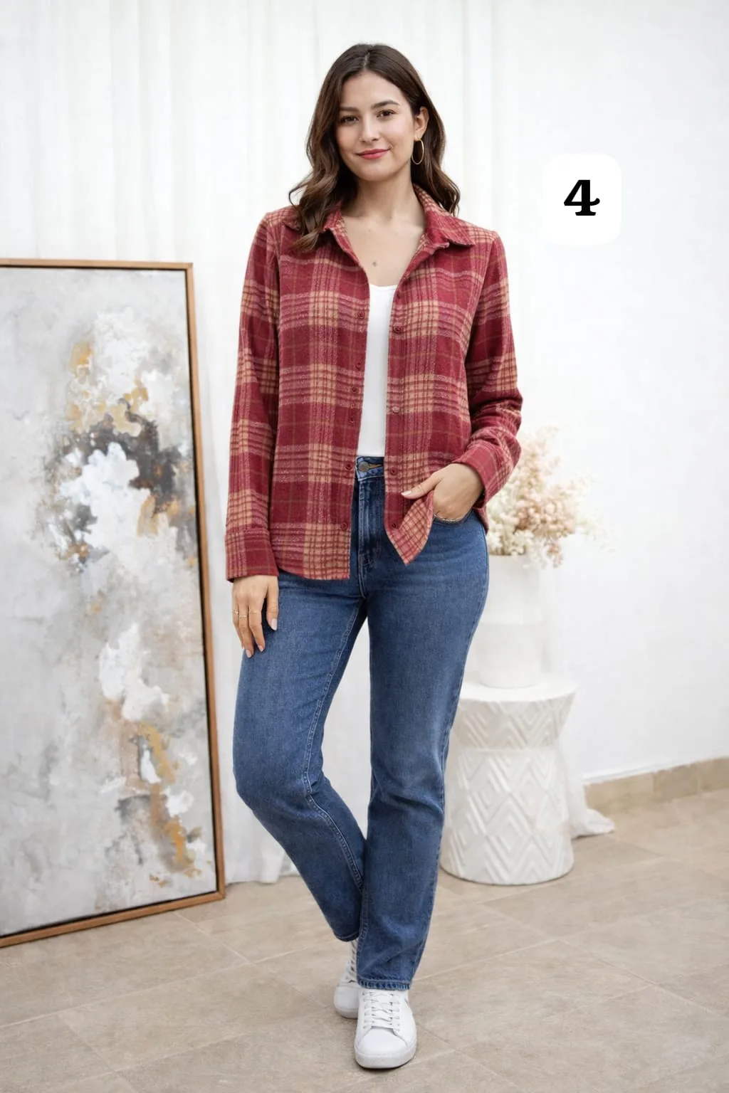 Camisa clásica manga larga sin bolsillo de paño cuadrille monique (PARTE2) - Imagen 4