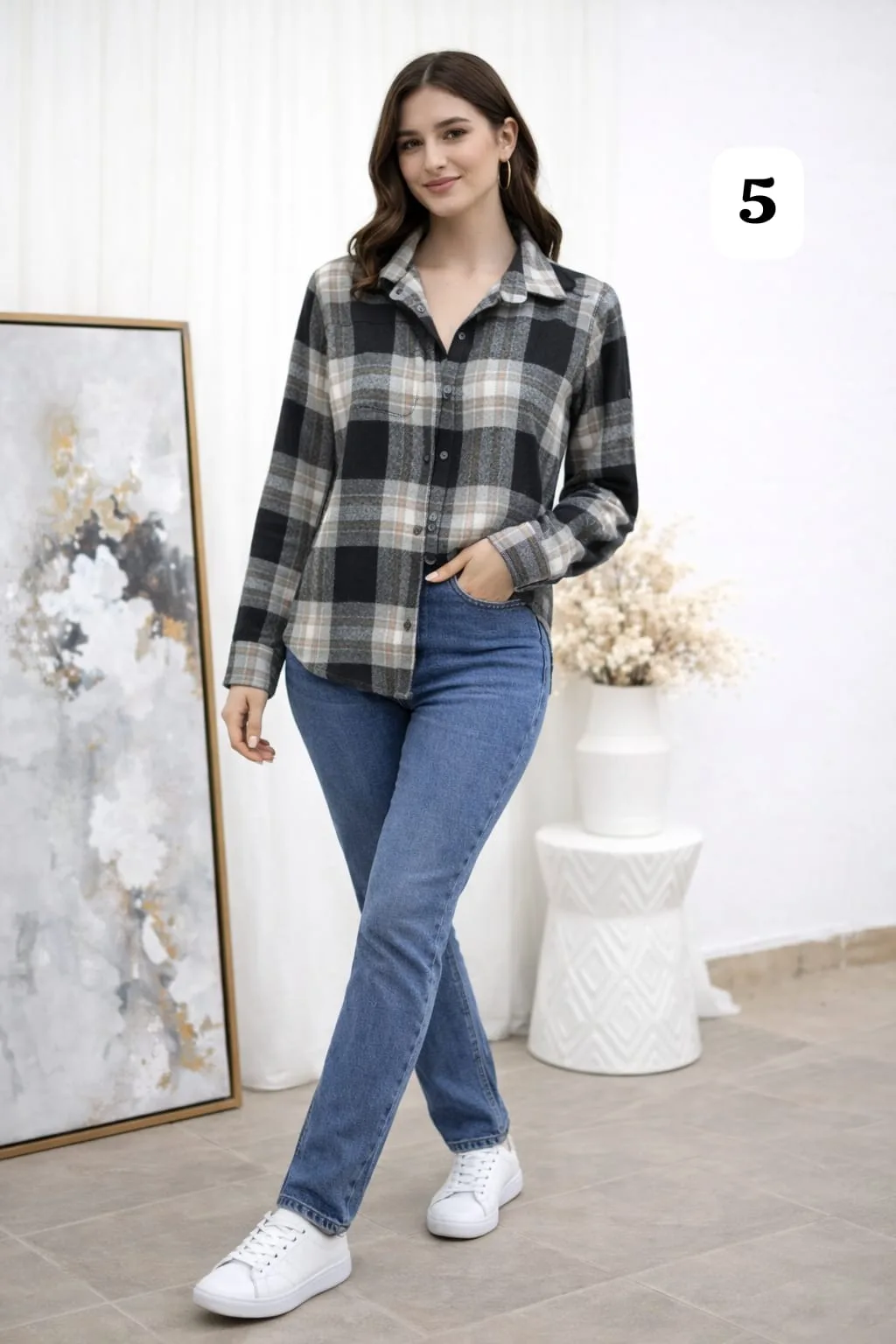 Camisa clásica manga larga sin bolsillo de paño cuadrille monique (PARTE2) - Imagen 5