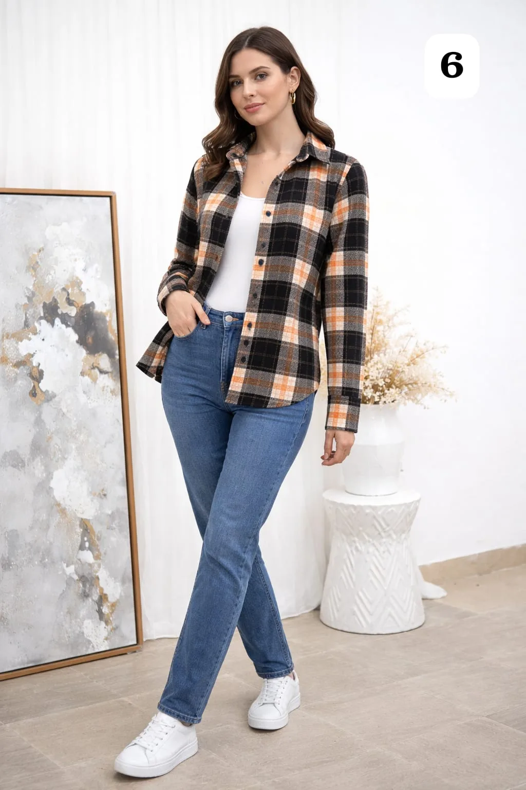 Camisa clásica manga larga sin bolsillo de paño cuadrille monique (PARTE2) - Imagen 6