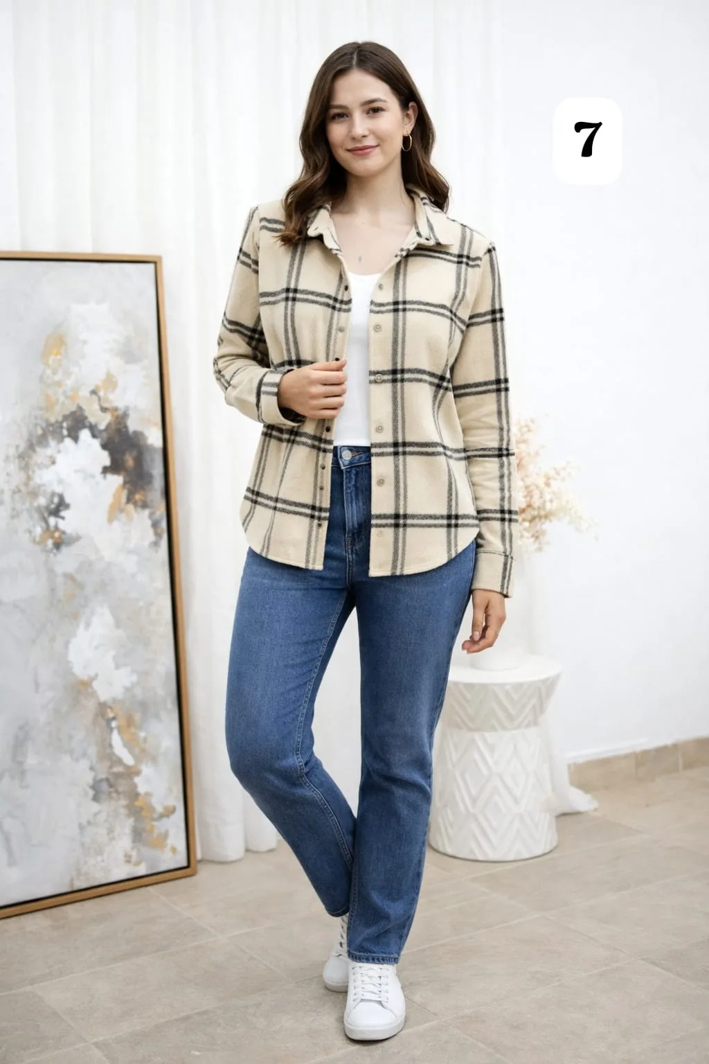 Camisa clásica manga larga sin bolsillo de paño cuadrille monique (PARTE2) - Imagen 7