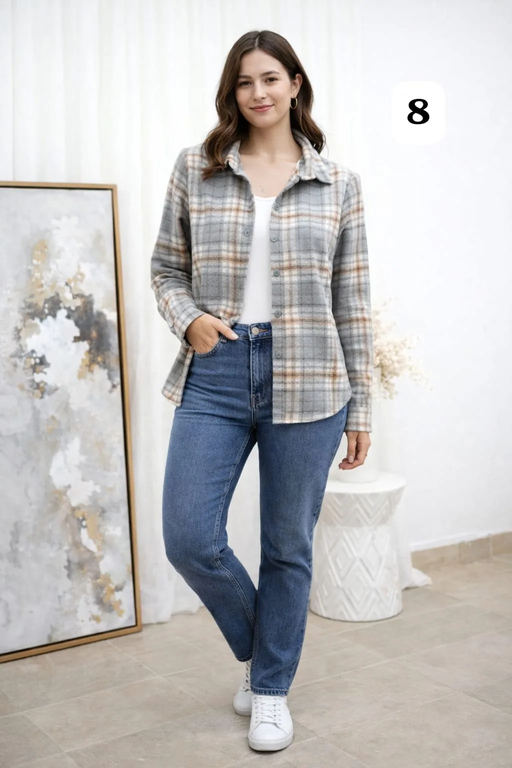 Camisa clásica manga larga sin bolsillo de paño cuadrille monique (PARTE2) - Imagen 8