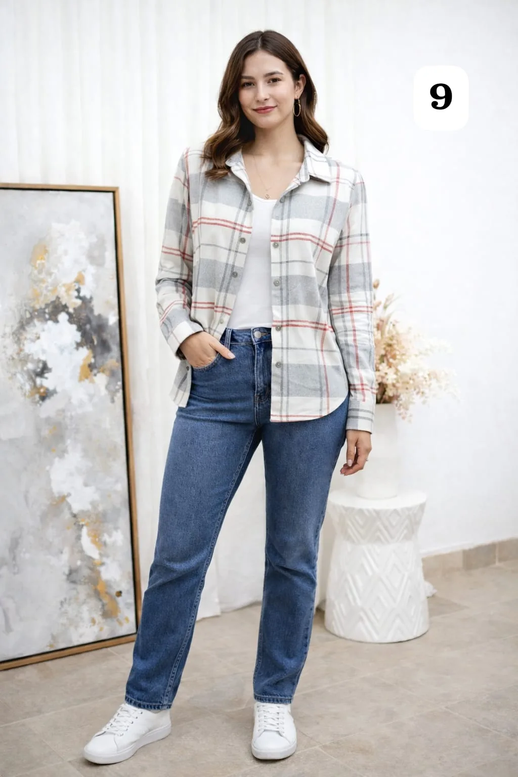 Camisa clásica manga larga sin bolsillo de paño cuadrille monique (PARTE2) - Imagen 9