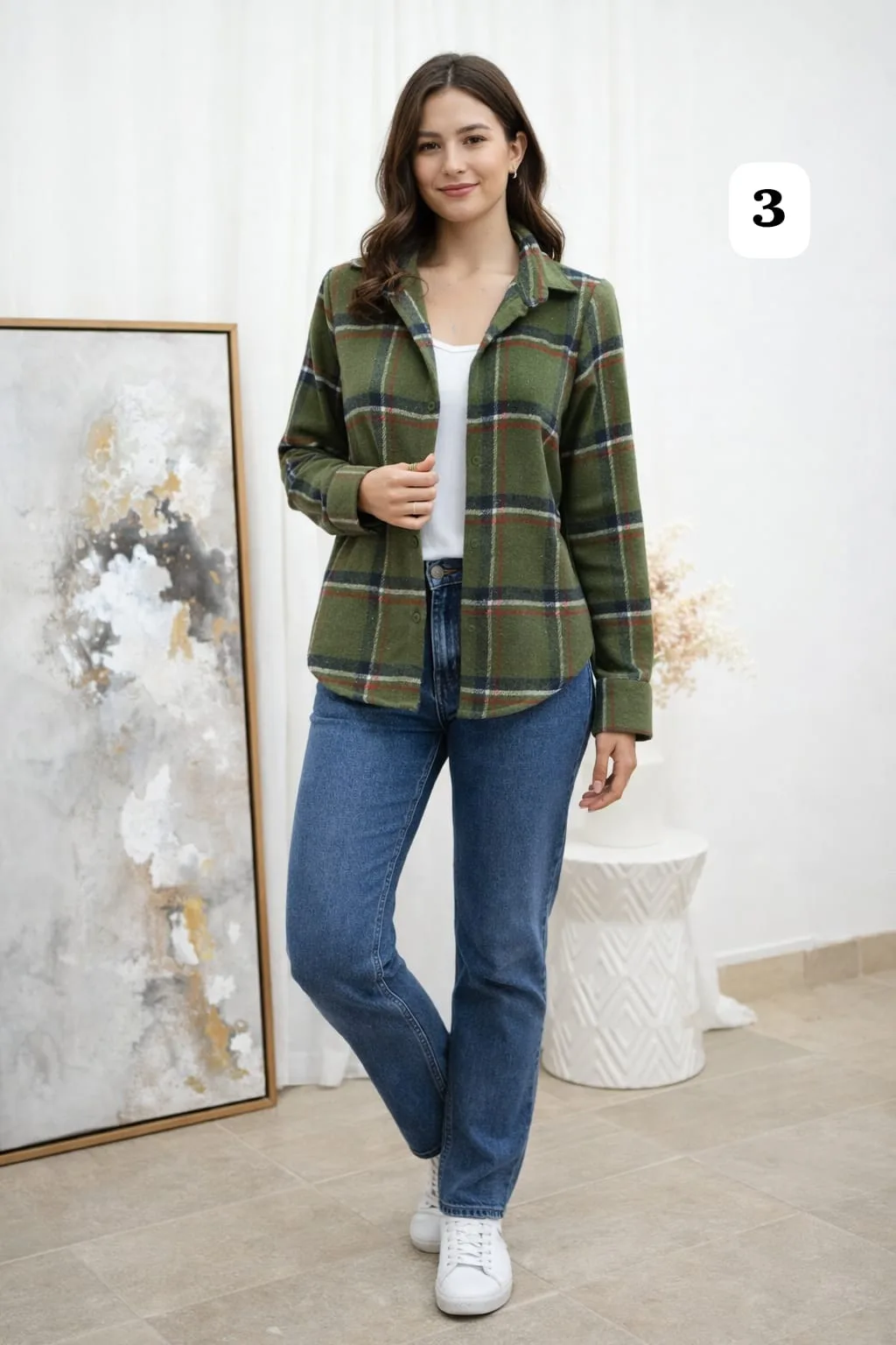 Camisa clásica manga larga sin bolsillo de paño cuadrille monique (PARTE1) - Imagen 3