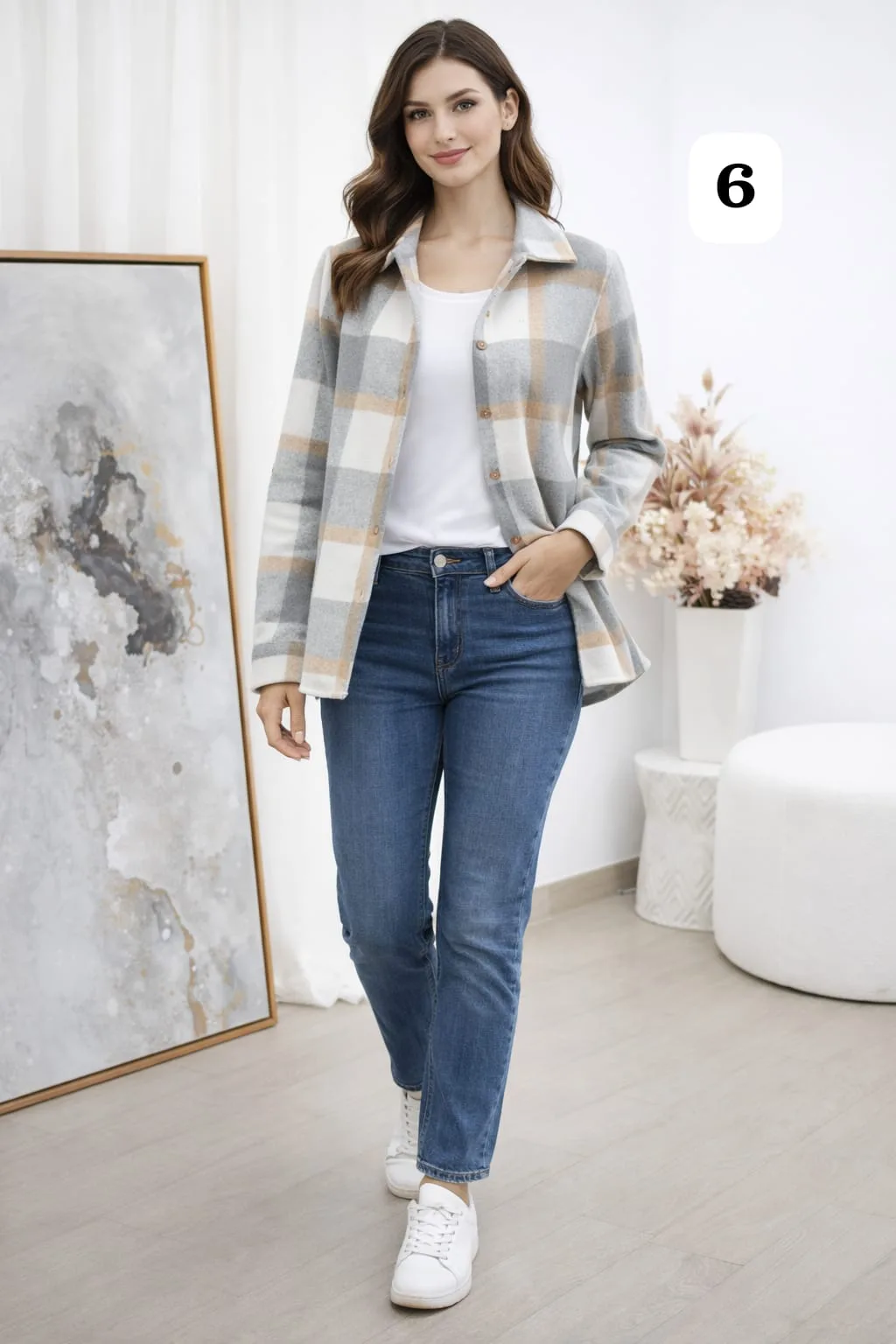 Camisa clásica manga larga sin bolsillo de paño cuadrille monique (PARTE1) - Imagen 6