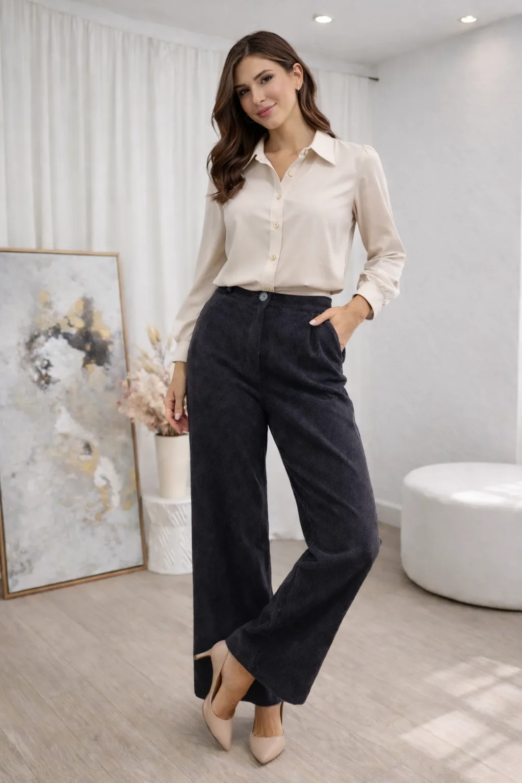 Alternative view of Pantalon botas ancha de corderoy sin pinzas franchesca modelo wide leg