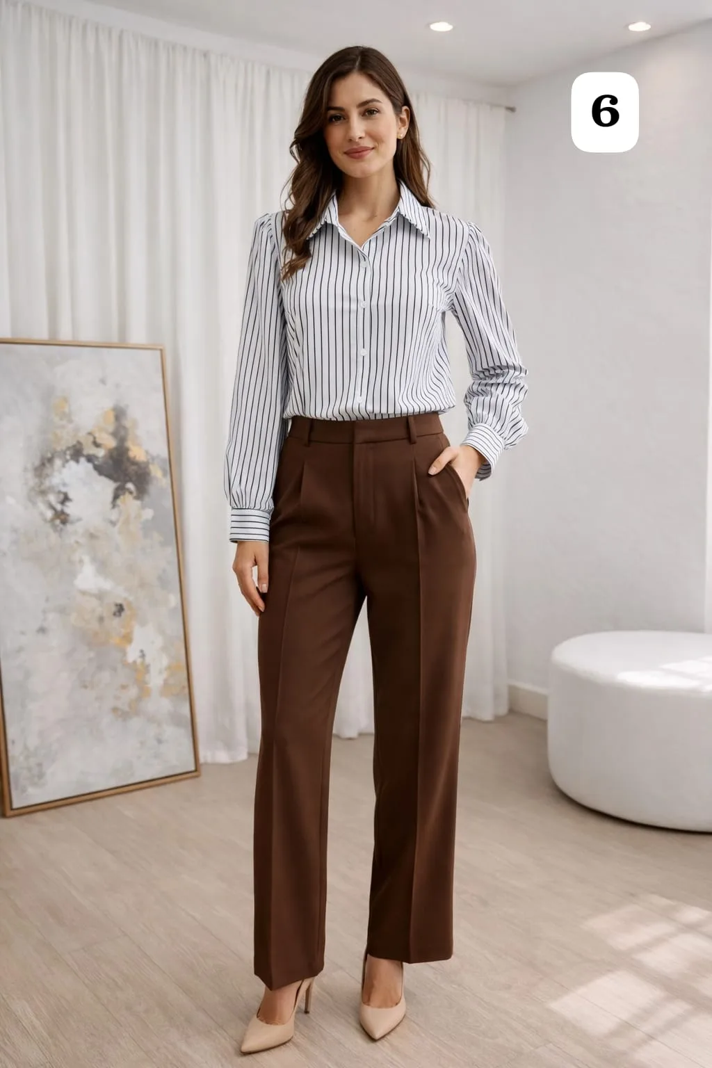 Camisa poplin rayado Manga princesa con pinzas Yeshua - Imagen 6