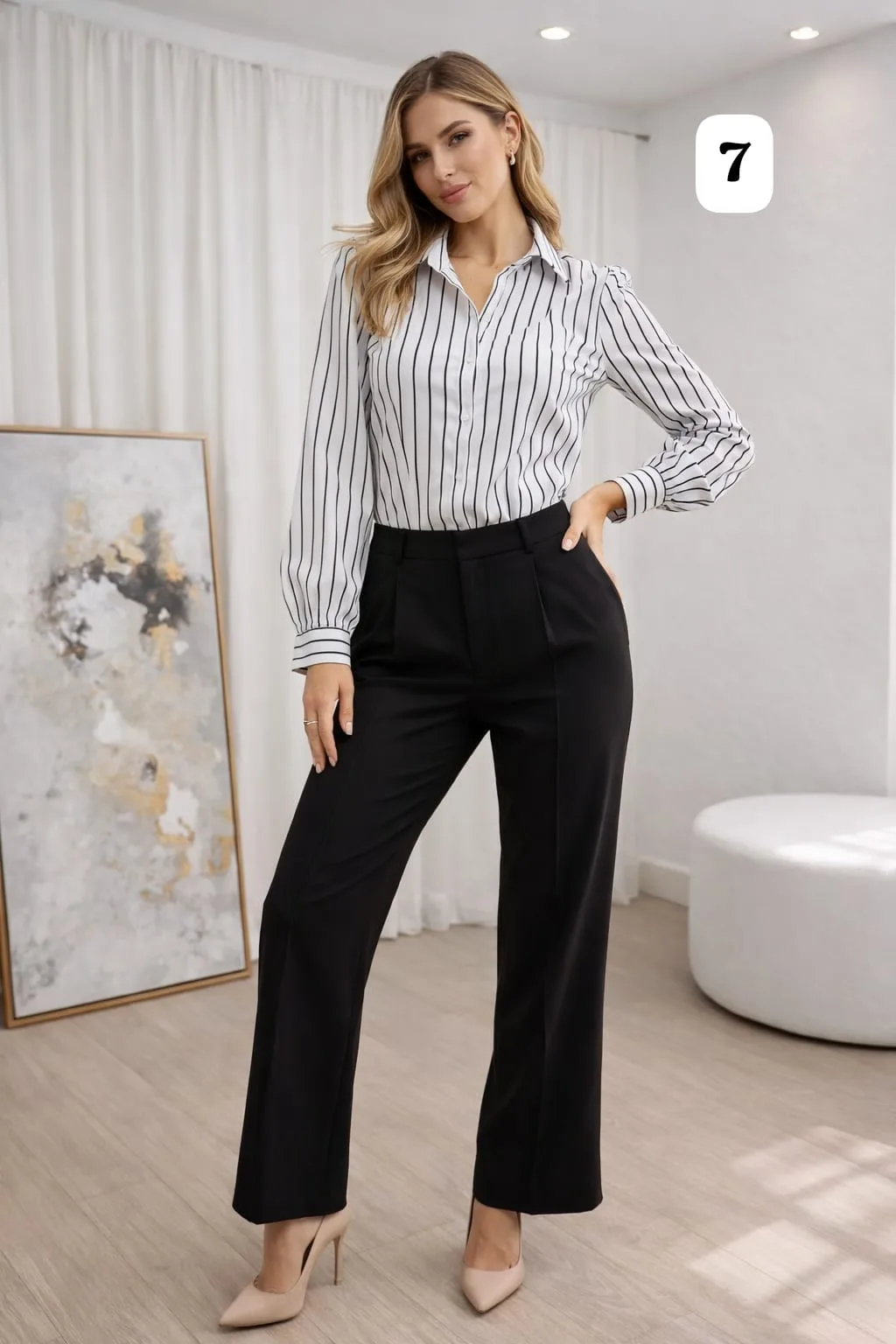 Camisa poplin rayado Manga princesa con pinzas Yeshua - Imagen 7