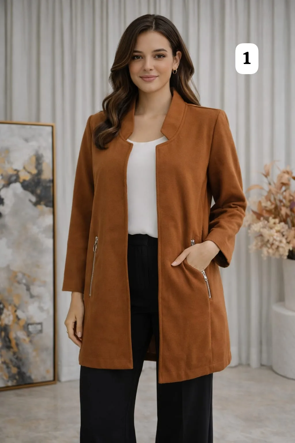 Tapado de paño con bolsillos al costado Houston (sin cierre)