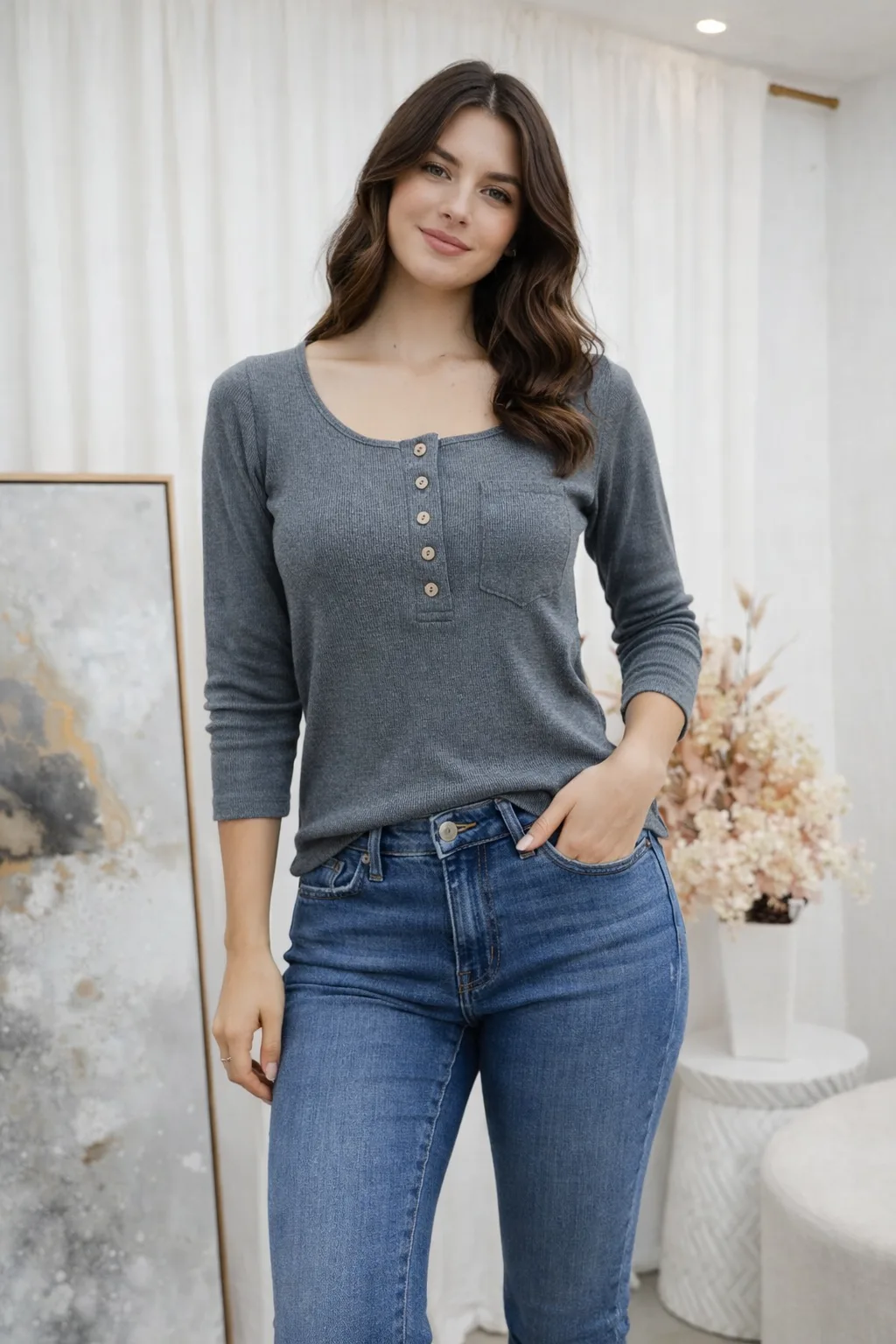 Alternative view of Remera manga larga de lanilla morley con carterita un bolsillo bethel