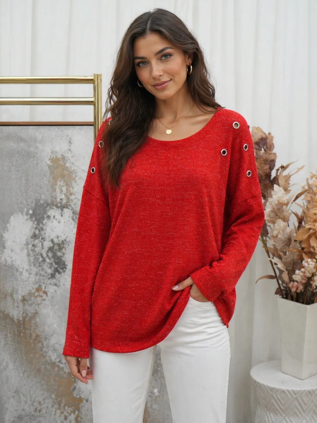 Buzo de lanilla con ojalillos en hombros analaura