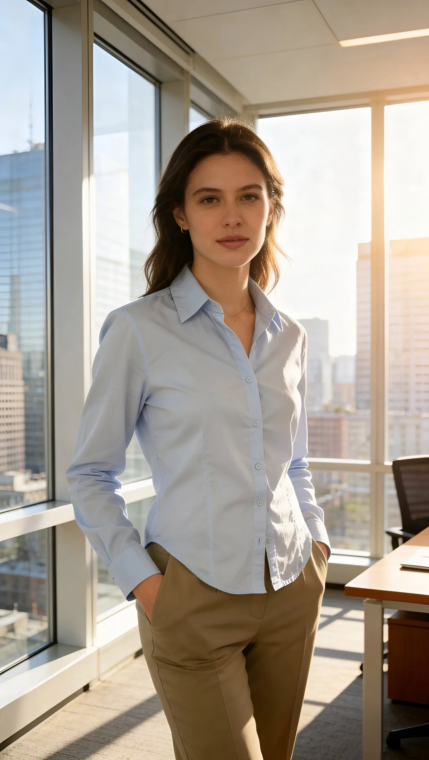 Camisa poplin con pinzas manga larga Naiara