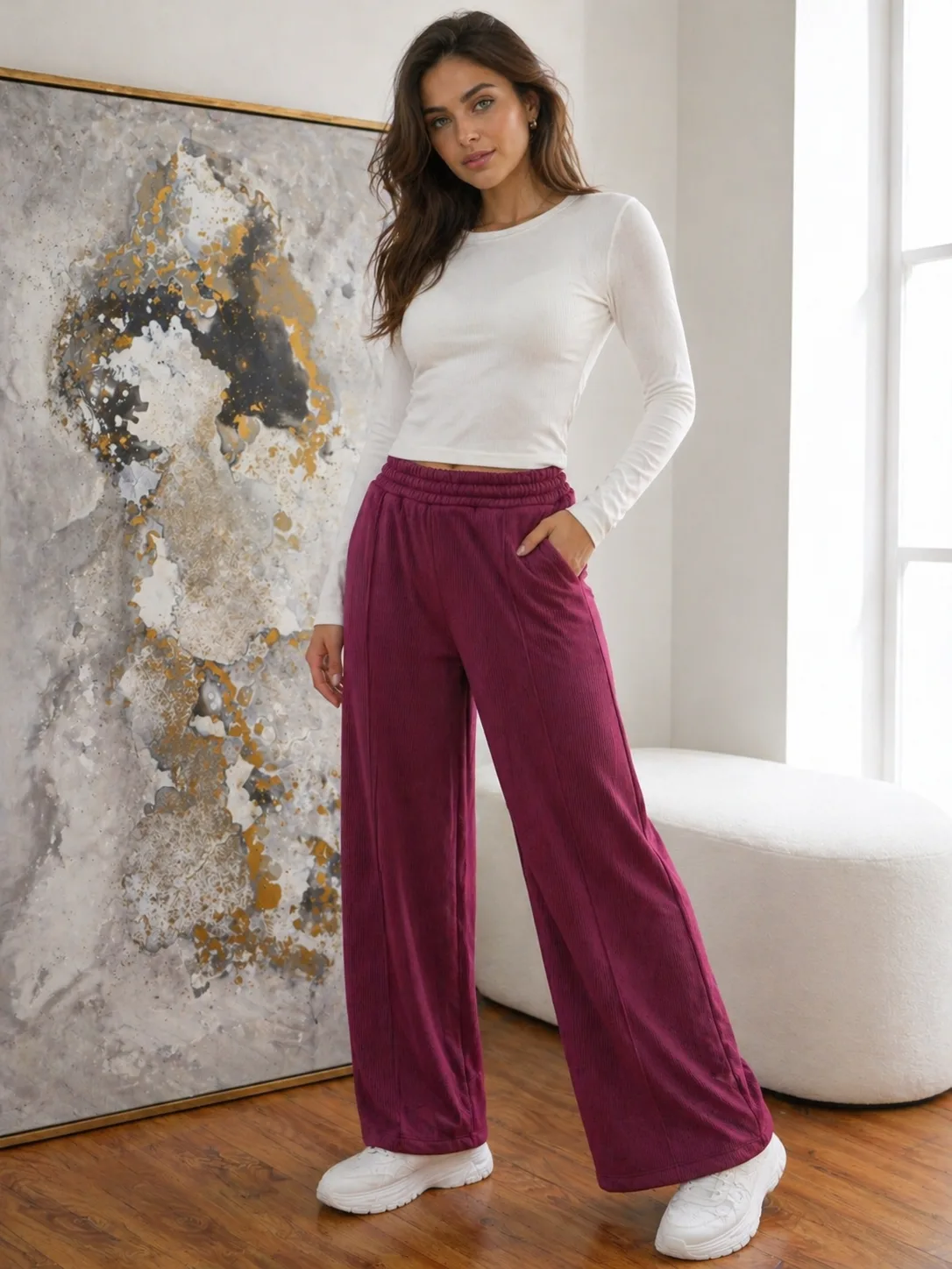 Pantalón de corderoy con Elástico y bolsillo Lourdes