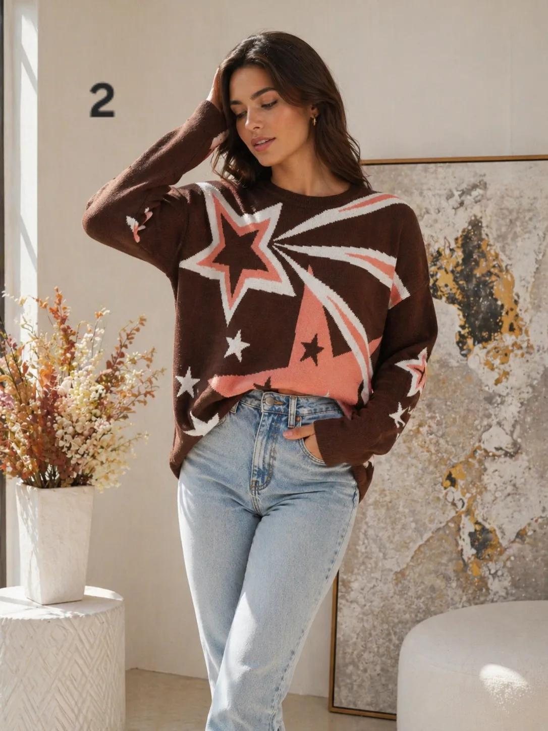 Alternative view of Sweater de bremer estmpado cuello redondo Malia