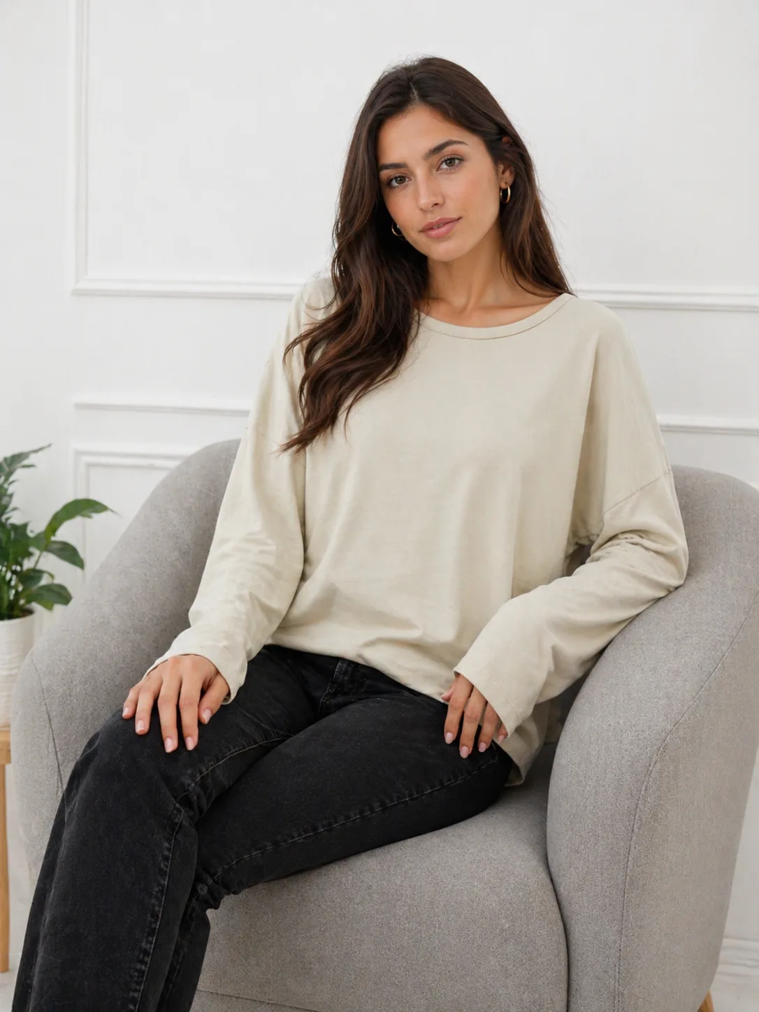 Blusa Manga larga de Modal soft cuello redondo Adara