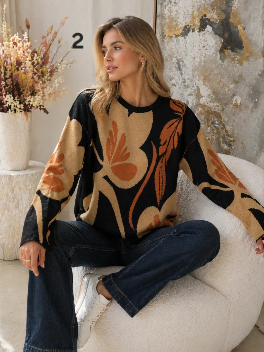 Alternative view of Sweater de bremer Estampado cuello redondo Malia