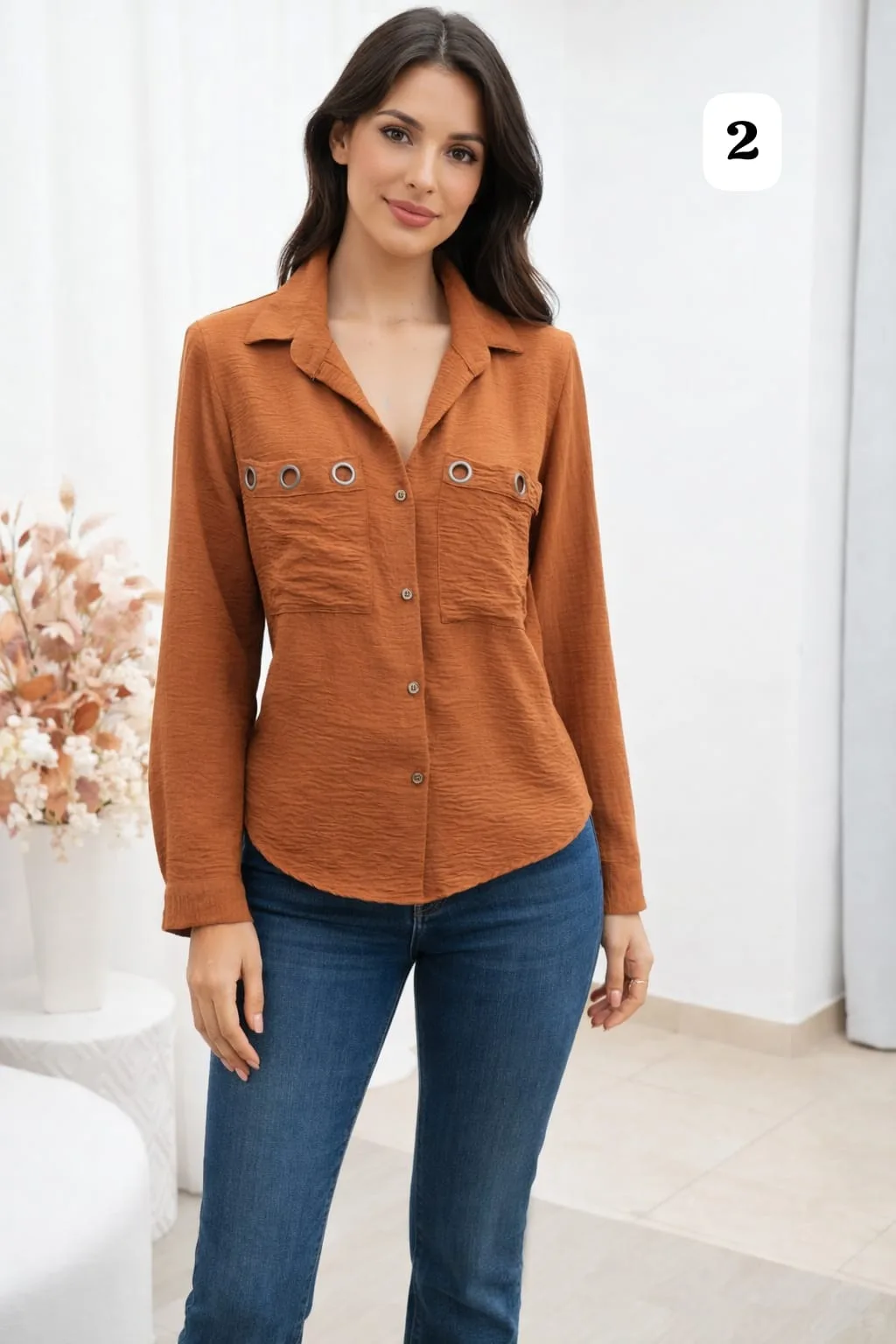 Camisa cey manga larga arandelas