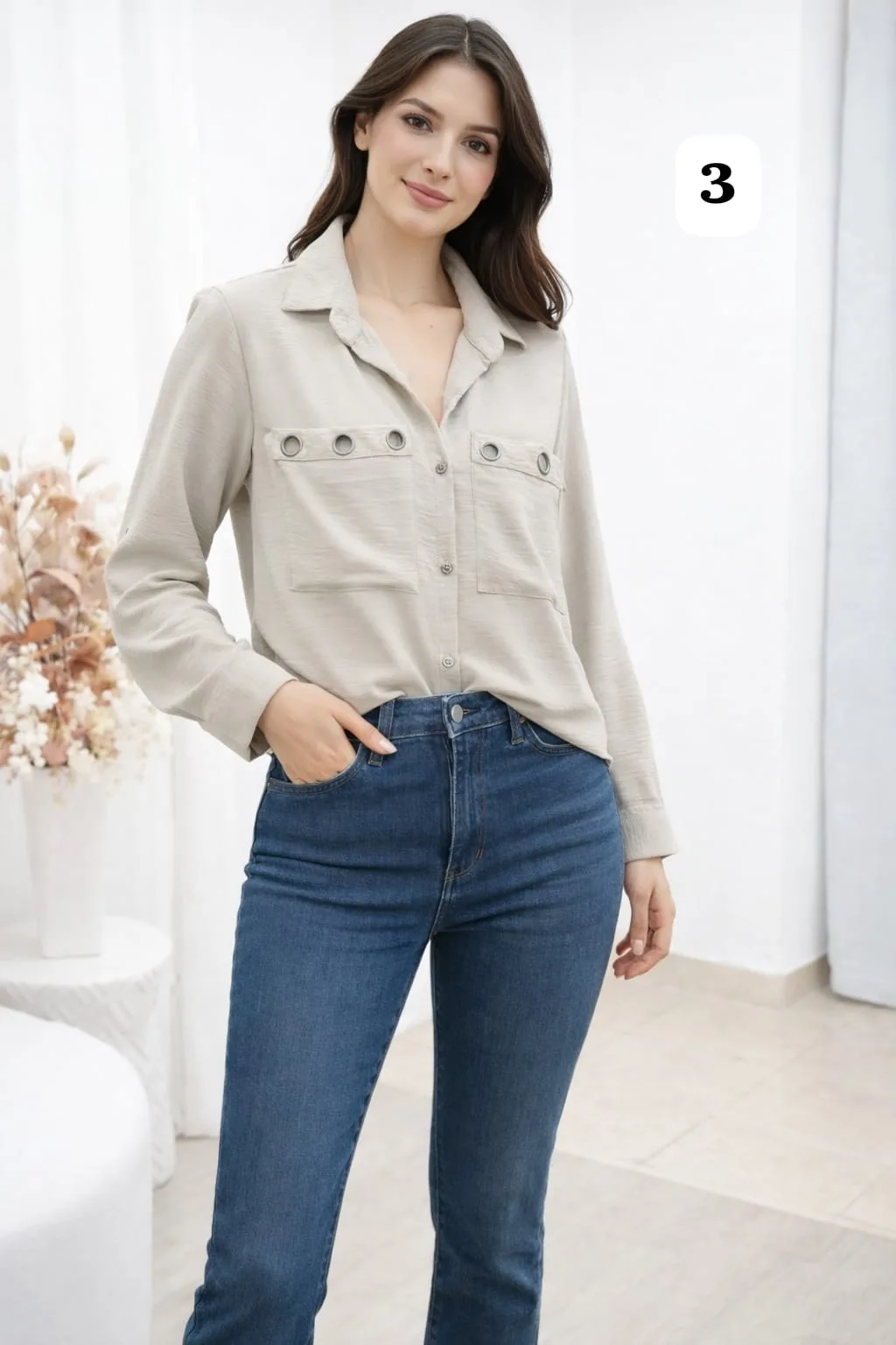 Alternative view of Camisa cey manga larga arandelas